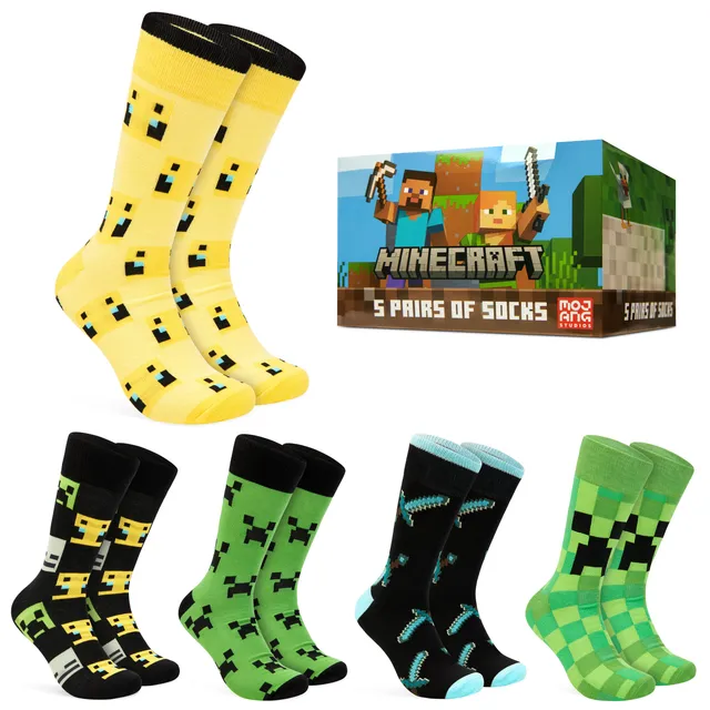 minecraft-men-lot-5-paires-chaussettes-mi-mollet-coton-39-43 image 1