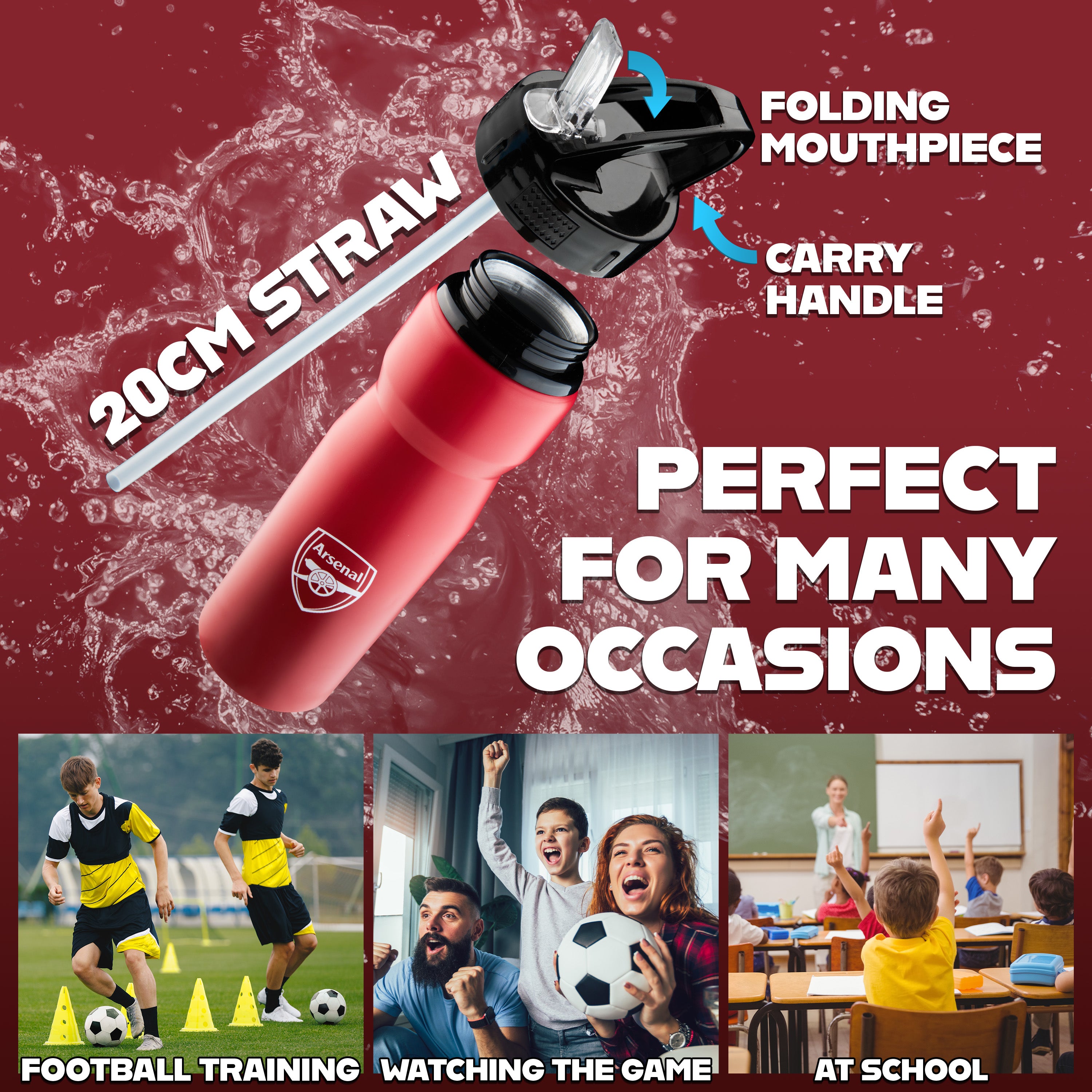 arsenal-gourde-metal-750ml-avec-paille-football-supporter image 5