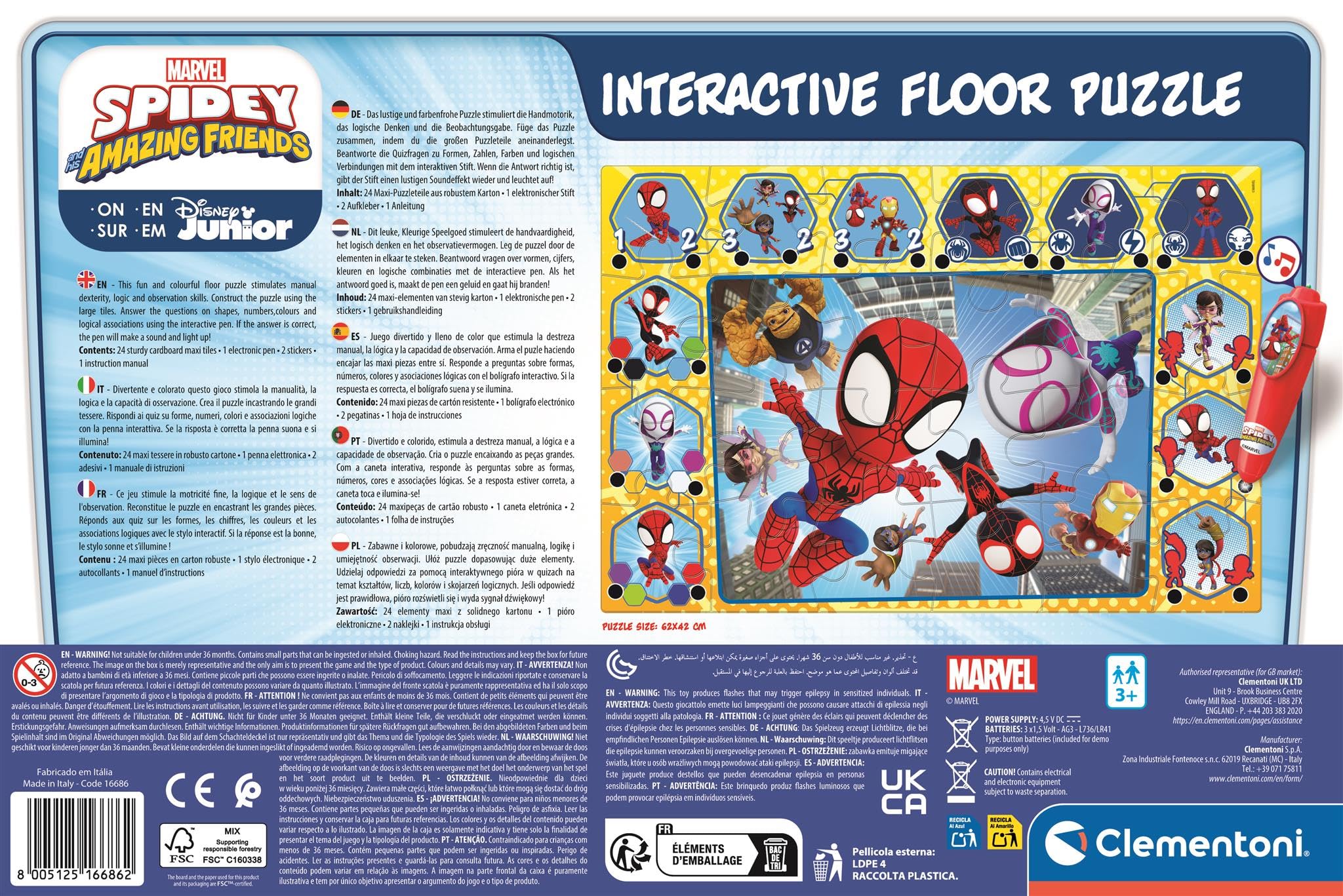 clementoni-spidey-16686-puzzle-sol-24-pi-ces-62x42-stylo-quiz image 3
