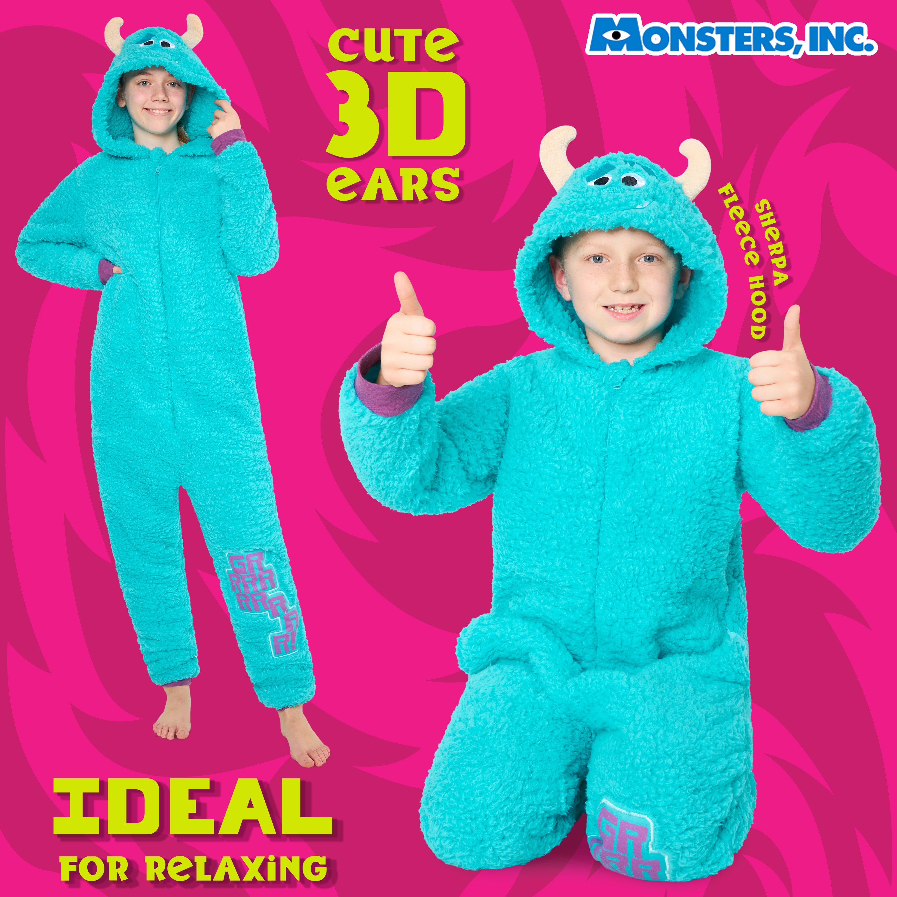 disney-sully-combinaison-pyjama-polaire-enfant-turquoise-capuche image 4