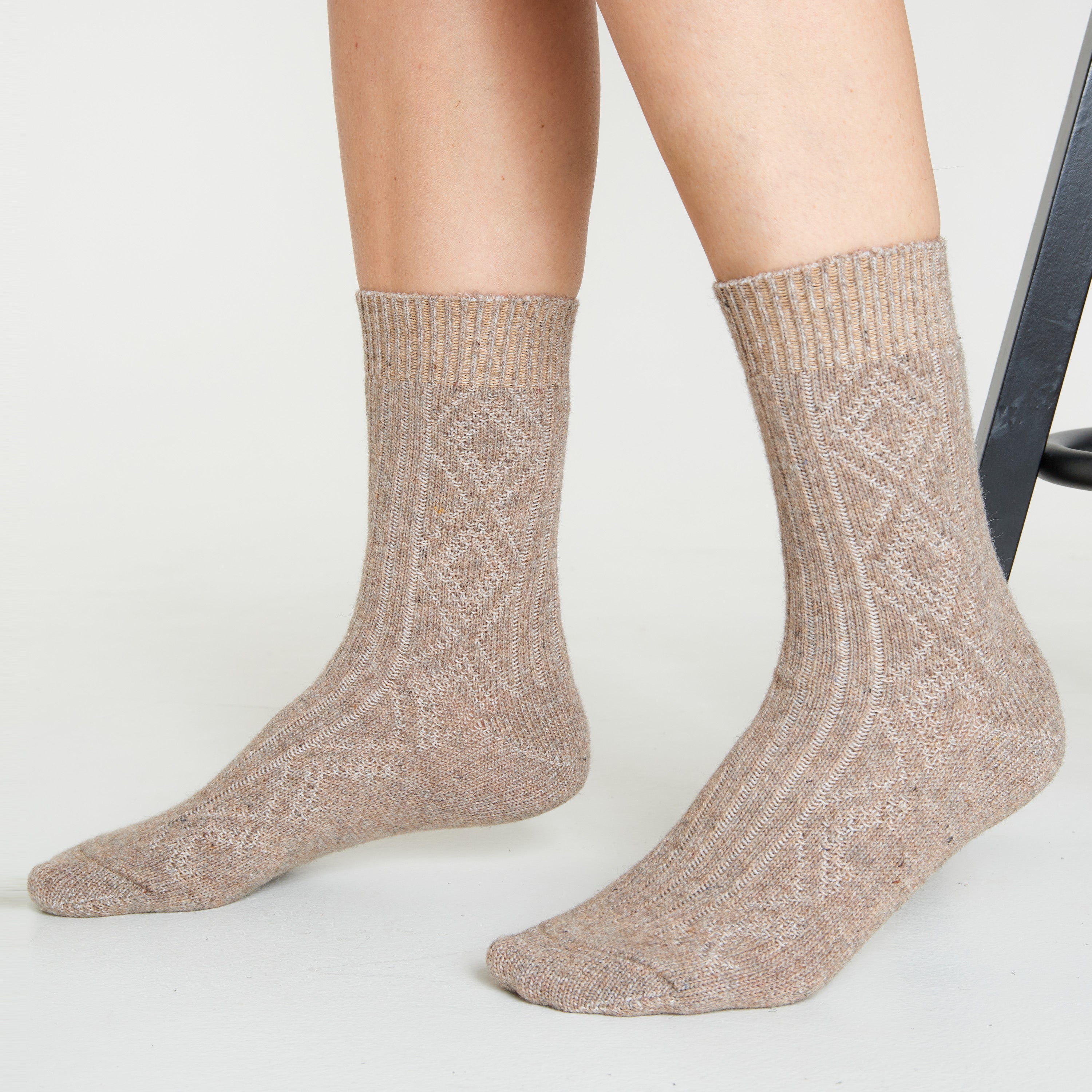 citycomfort-chaussettes-femme-beige-marron-lot-de-2-laine image 6