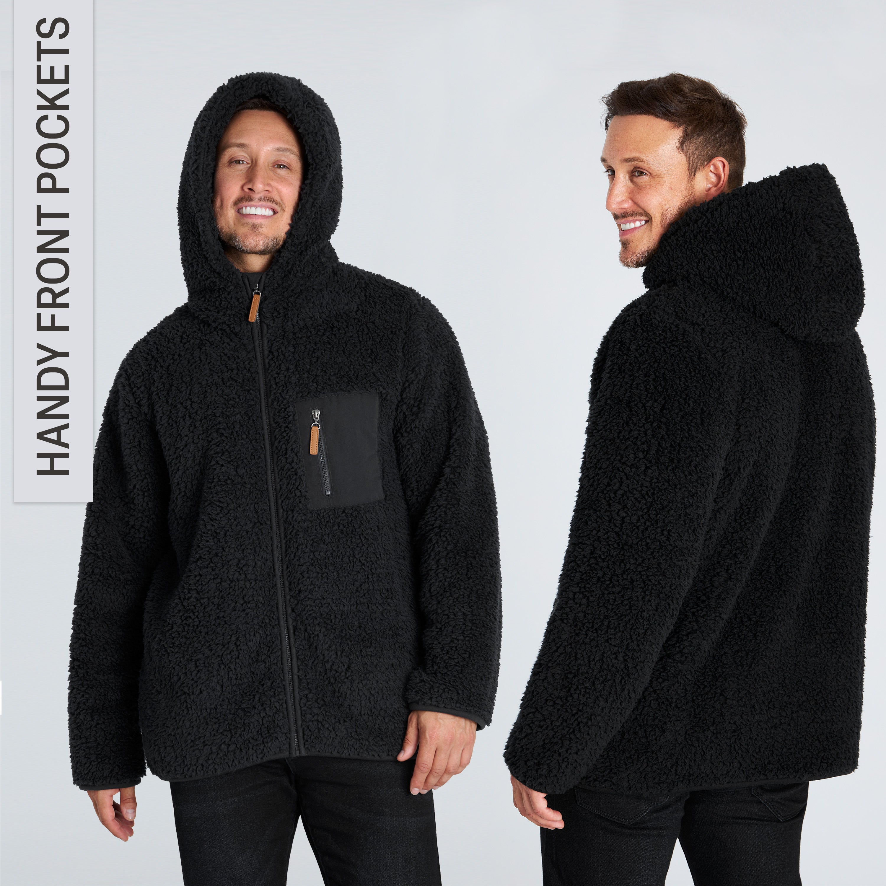 citycomfort-men-sweat-homme-zipp-polaire-teddy-noir-taille-l image 6