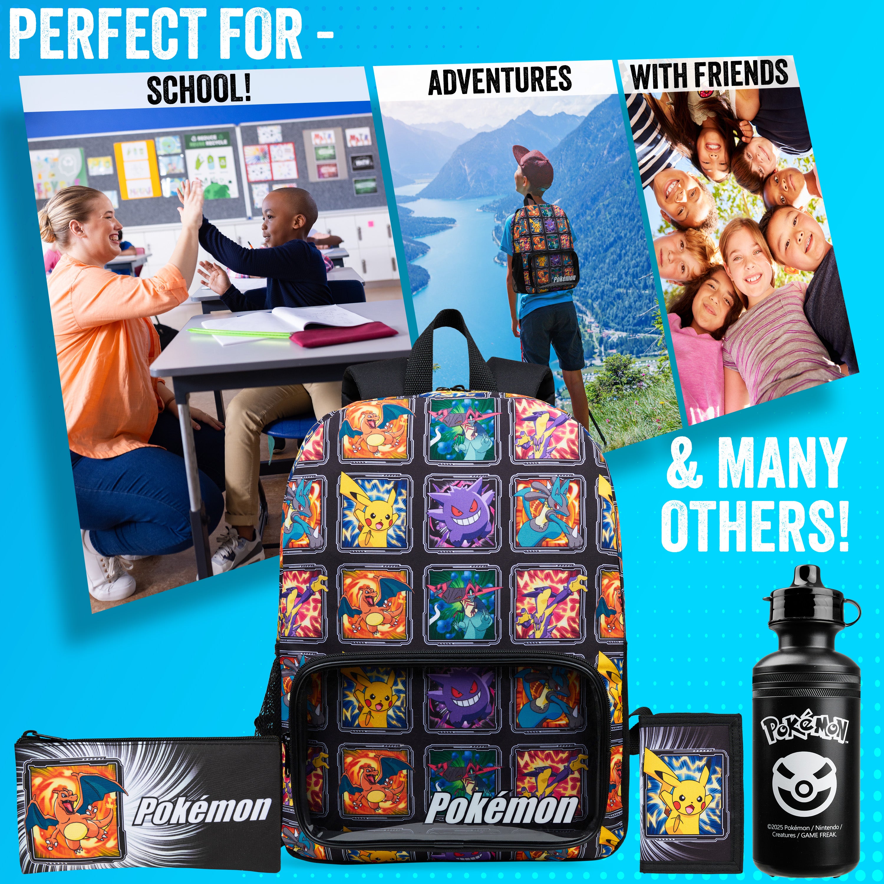 get-trend-pok-mon-sac-dos-set-4-pi-ces-multi-gourde image 4