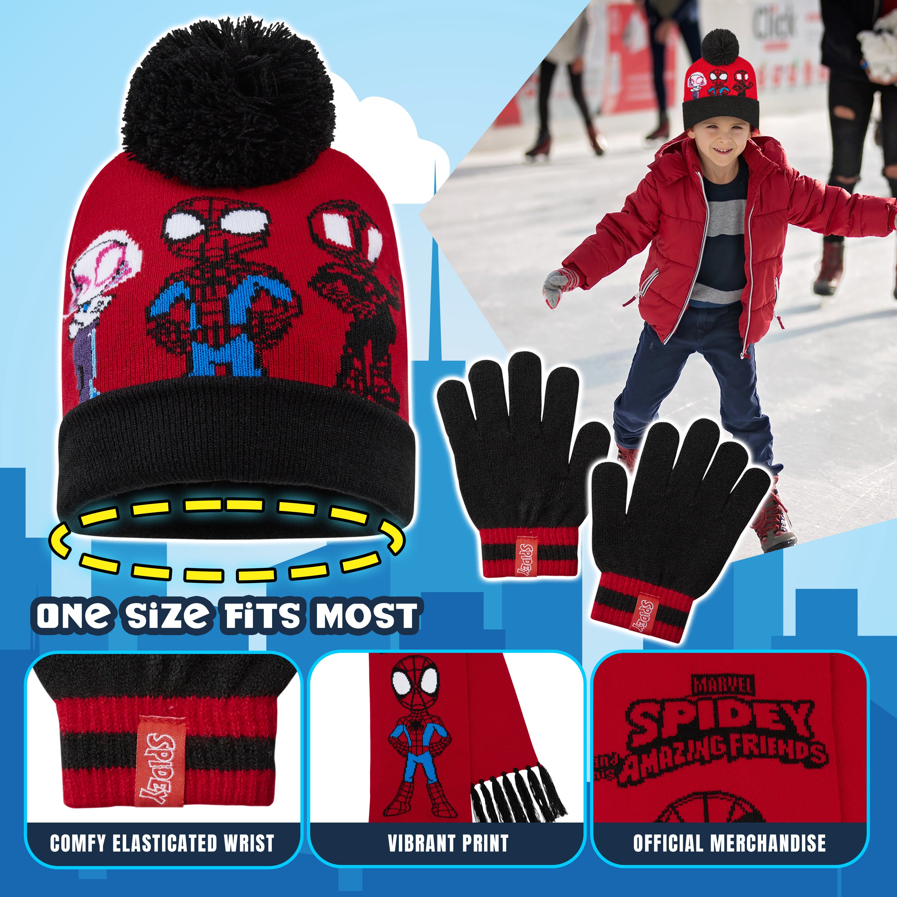marvel-spiderman-ensemble-bonnet-gants-gar-on-hiver image 5