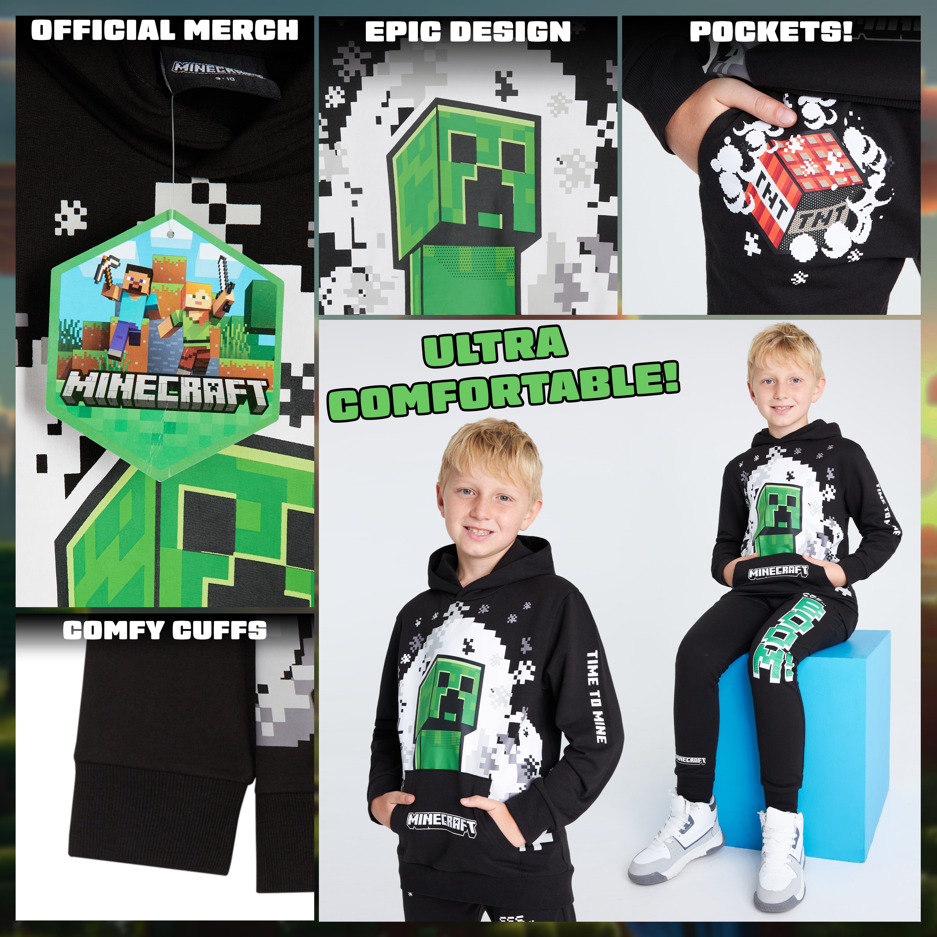 minecraft-surv-tement-gar-on-hoodie-jogging-9-10-ans image 4