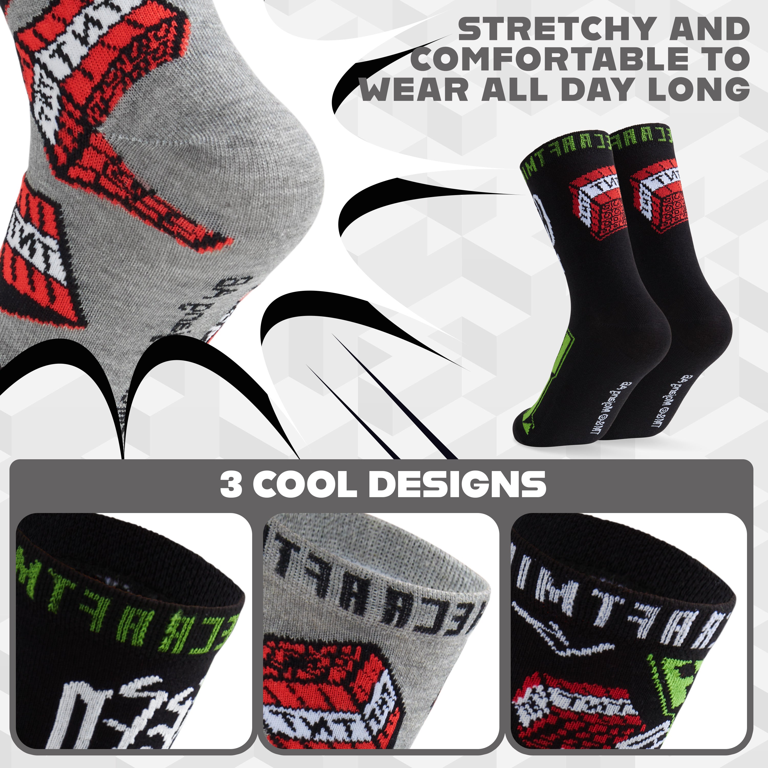 minecraft-chaussettes-gar-on-coton-lot-de-3-12-5-3-5-uk image 4