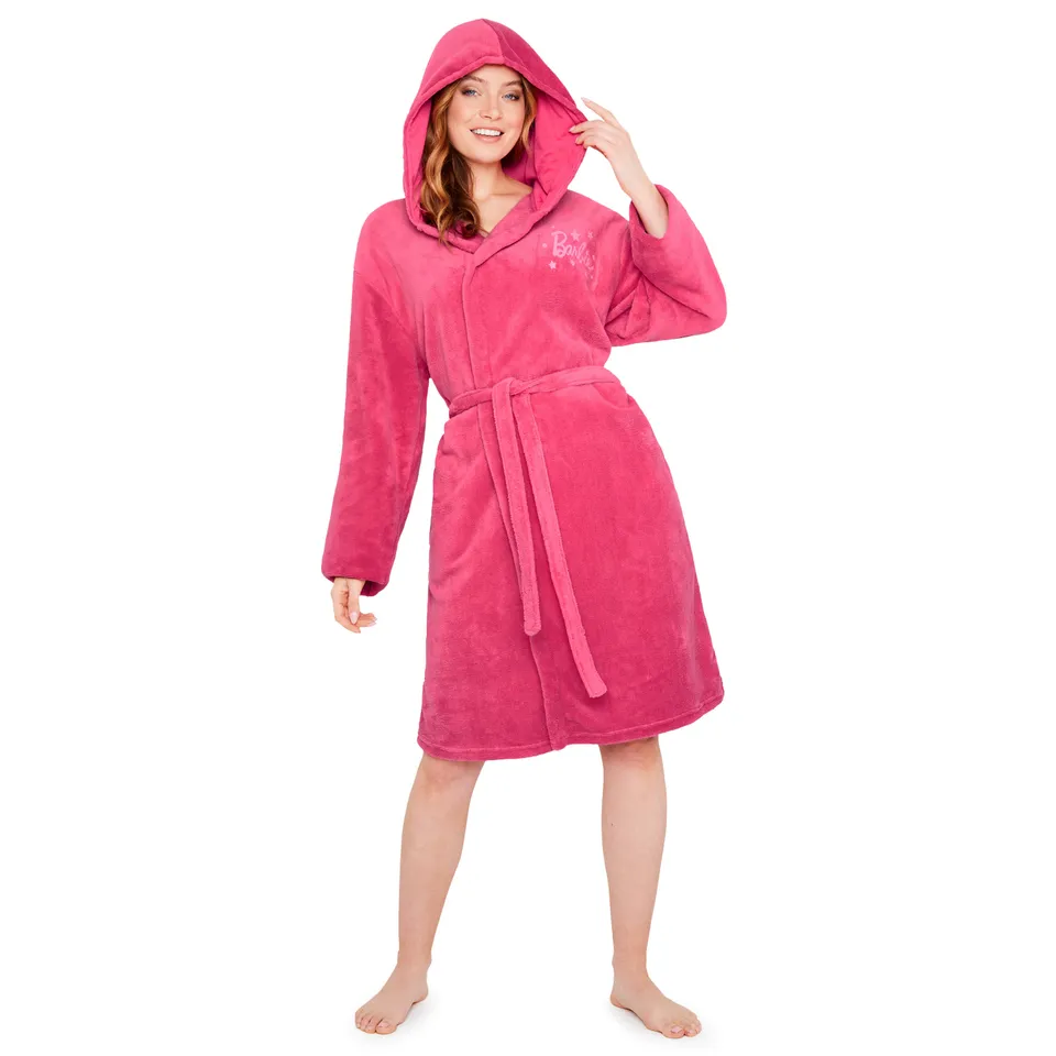barbie-peignoir-polaire-femme-capuche-rose-taille-m image 1