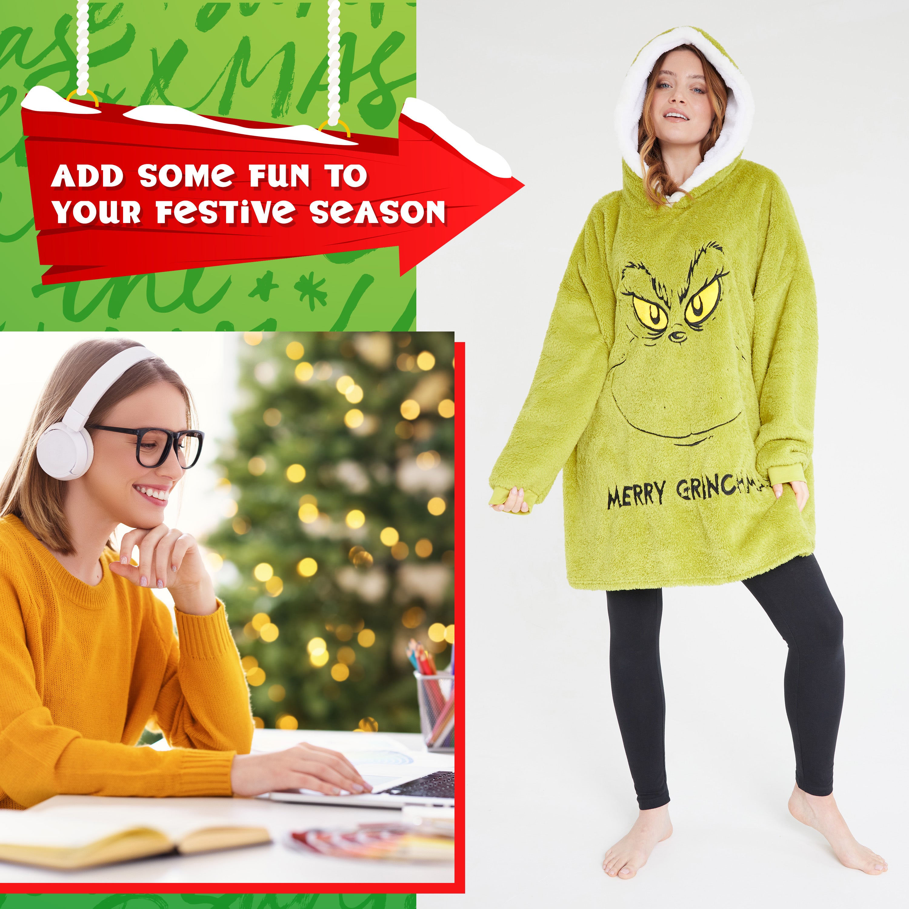 get-trend-women-grinch-sweat-plaid-femme-vert-taille-unique image 3