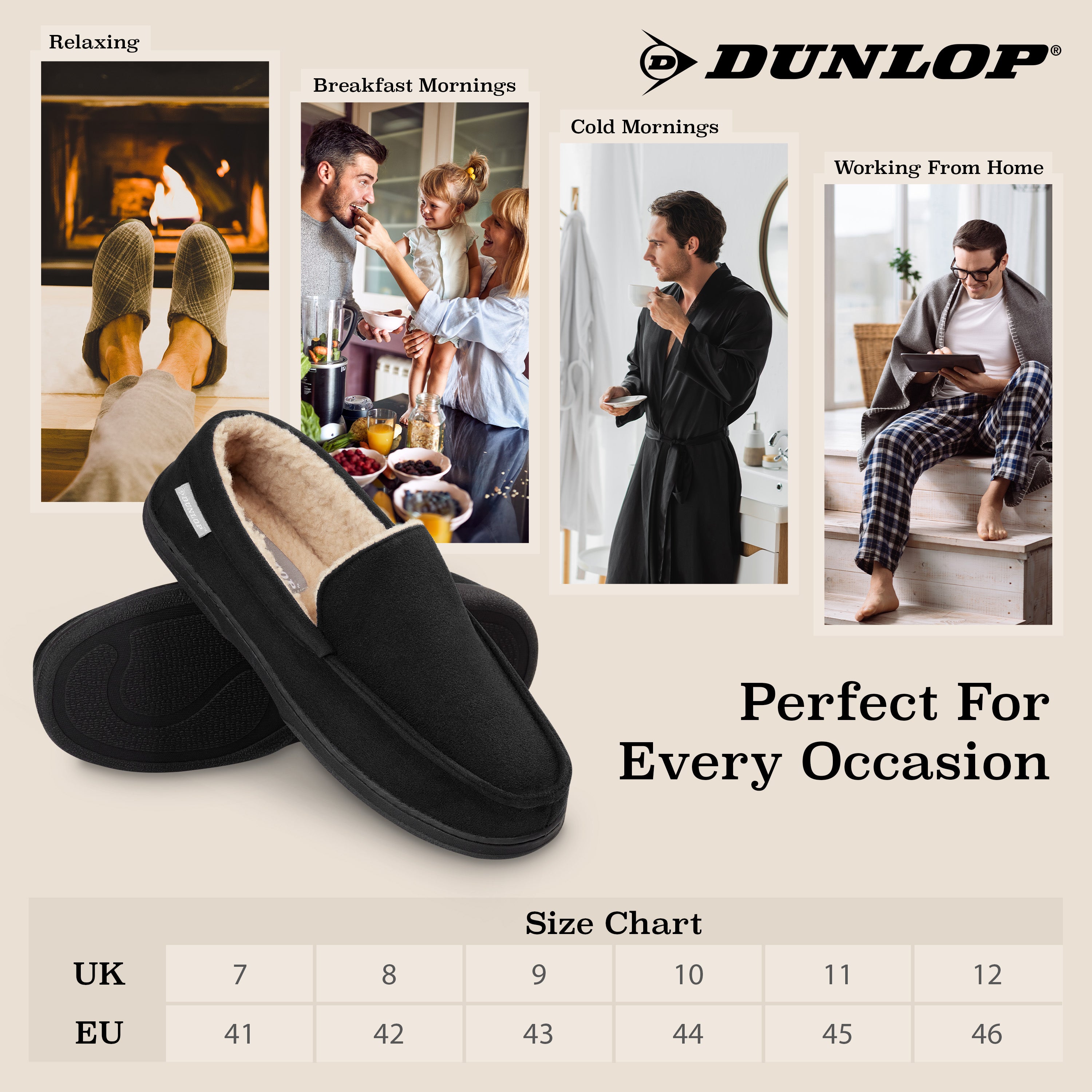 dunlop-mocassin-chausson-homme-fourrure-m-moire-charcoal-43 image 2