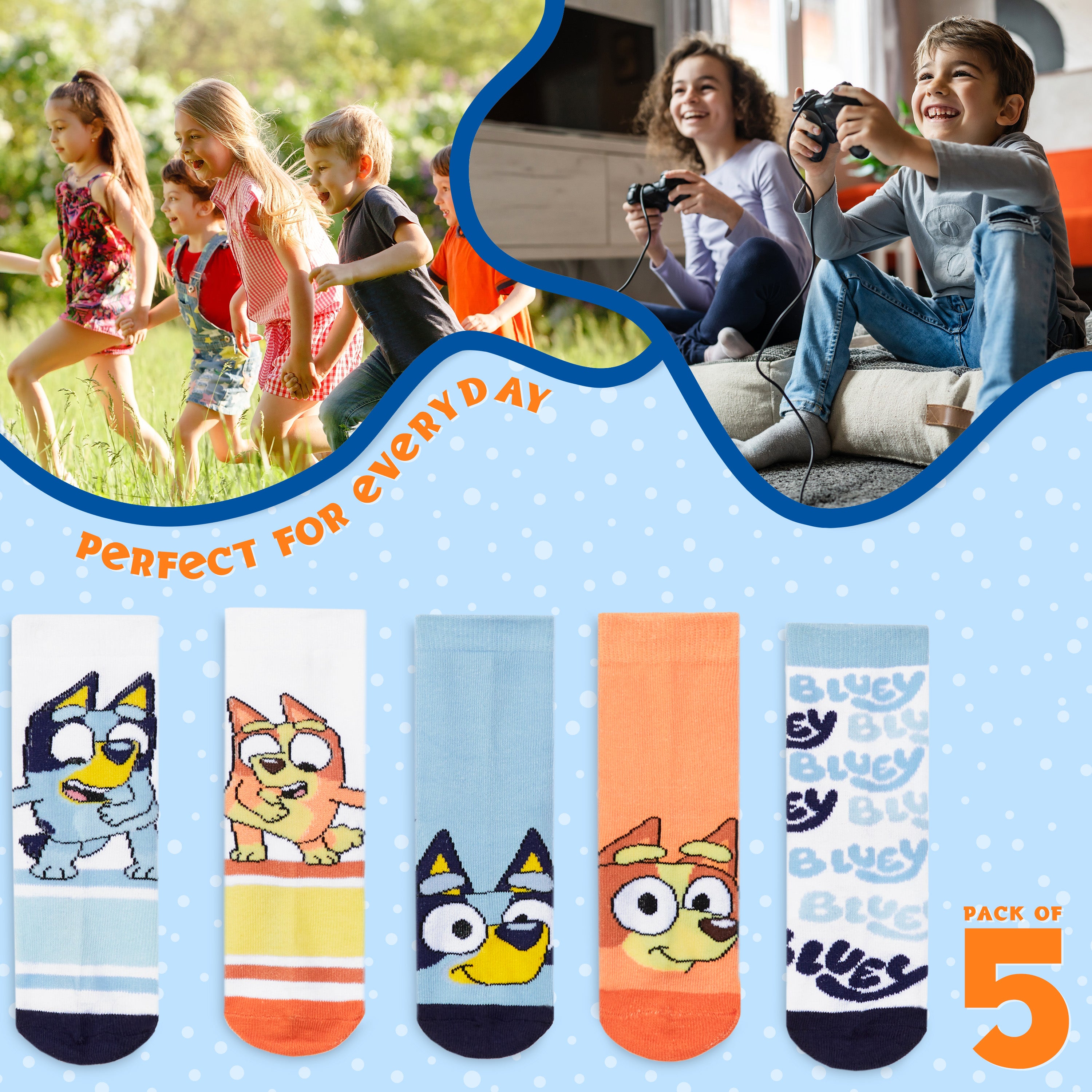 bluey-boys-chaussettes-enfant-bluey-et-bingo-lot-5-coton image 5