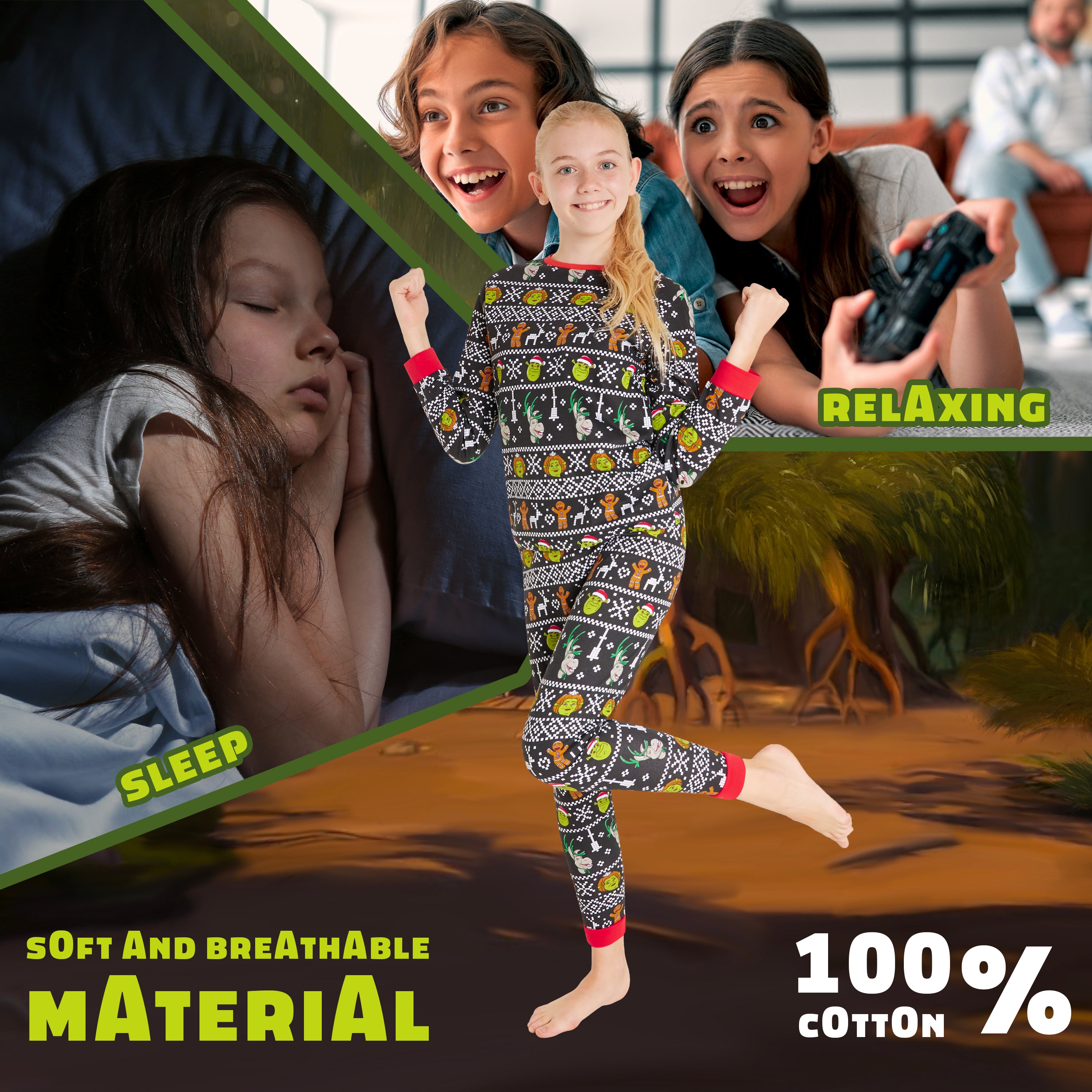 shrek-pyjama-no-l-enfant-7-8-ans-100-coton-famille image 5