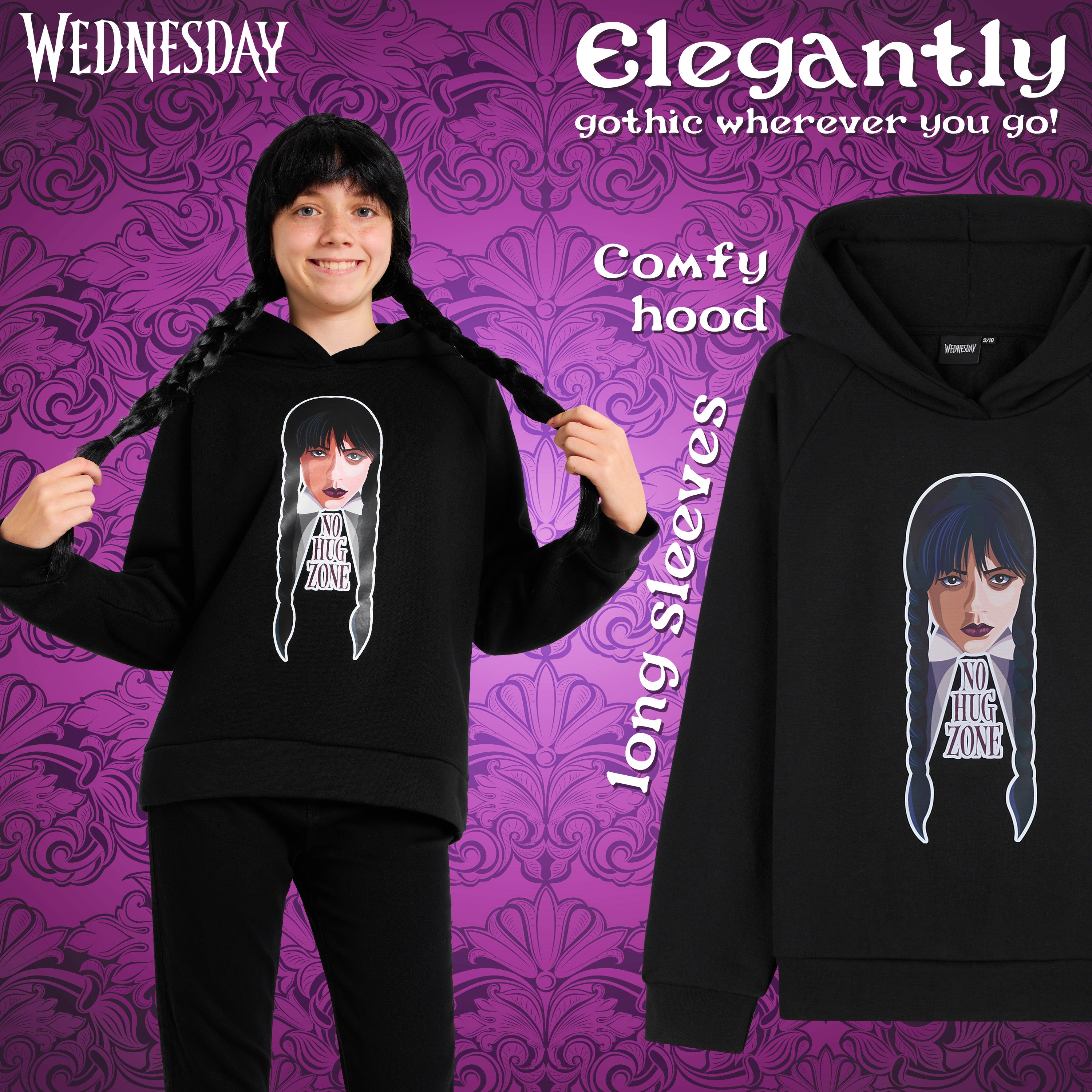 get-trend-wednesday-sweat-capuche-fille-hug-zone-noir image 4