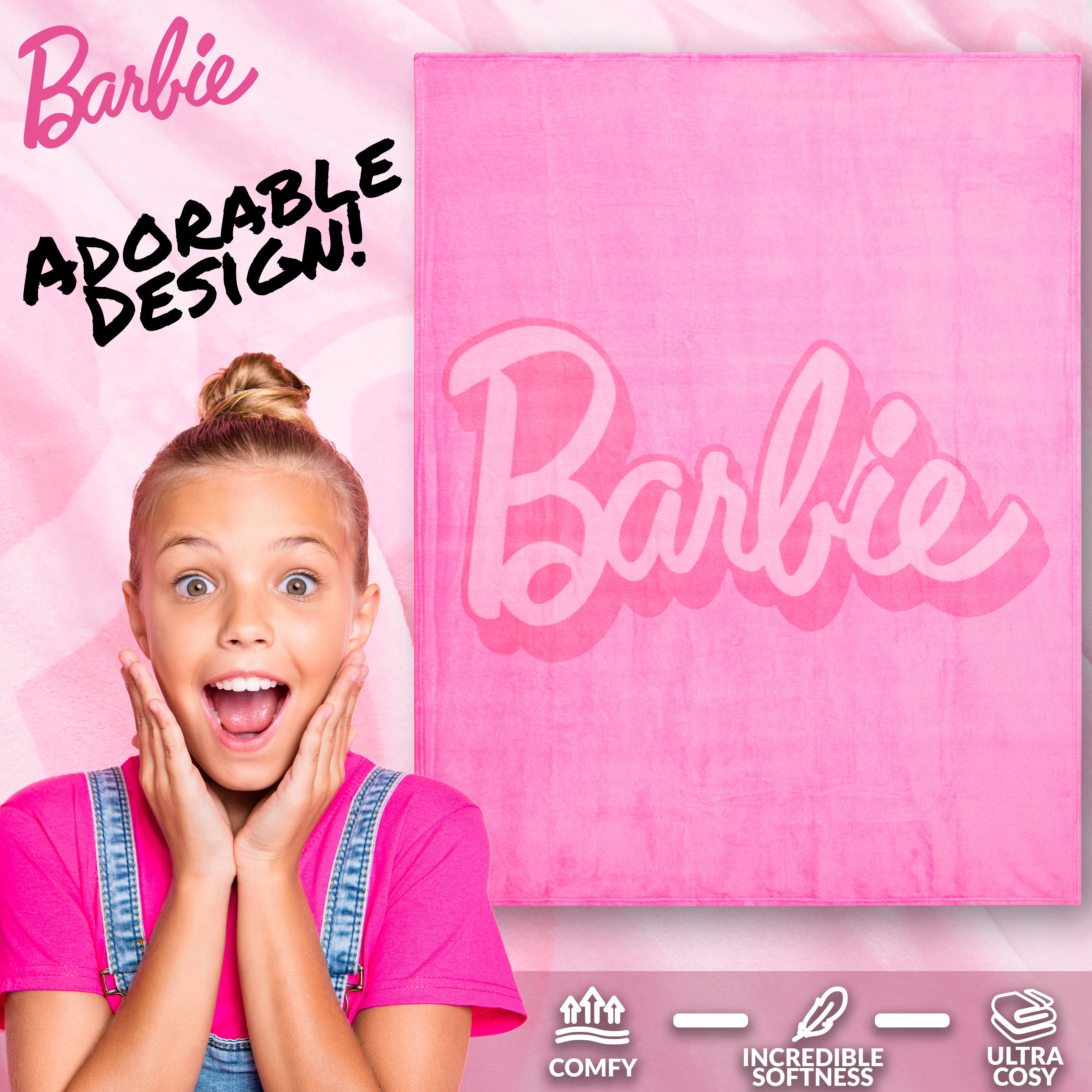 barbie-plaid-polaire-150x130-cm-rose-fille-femme image 3