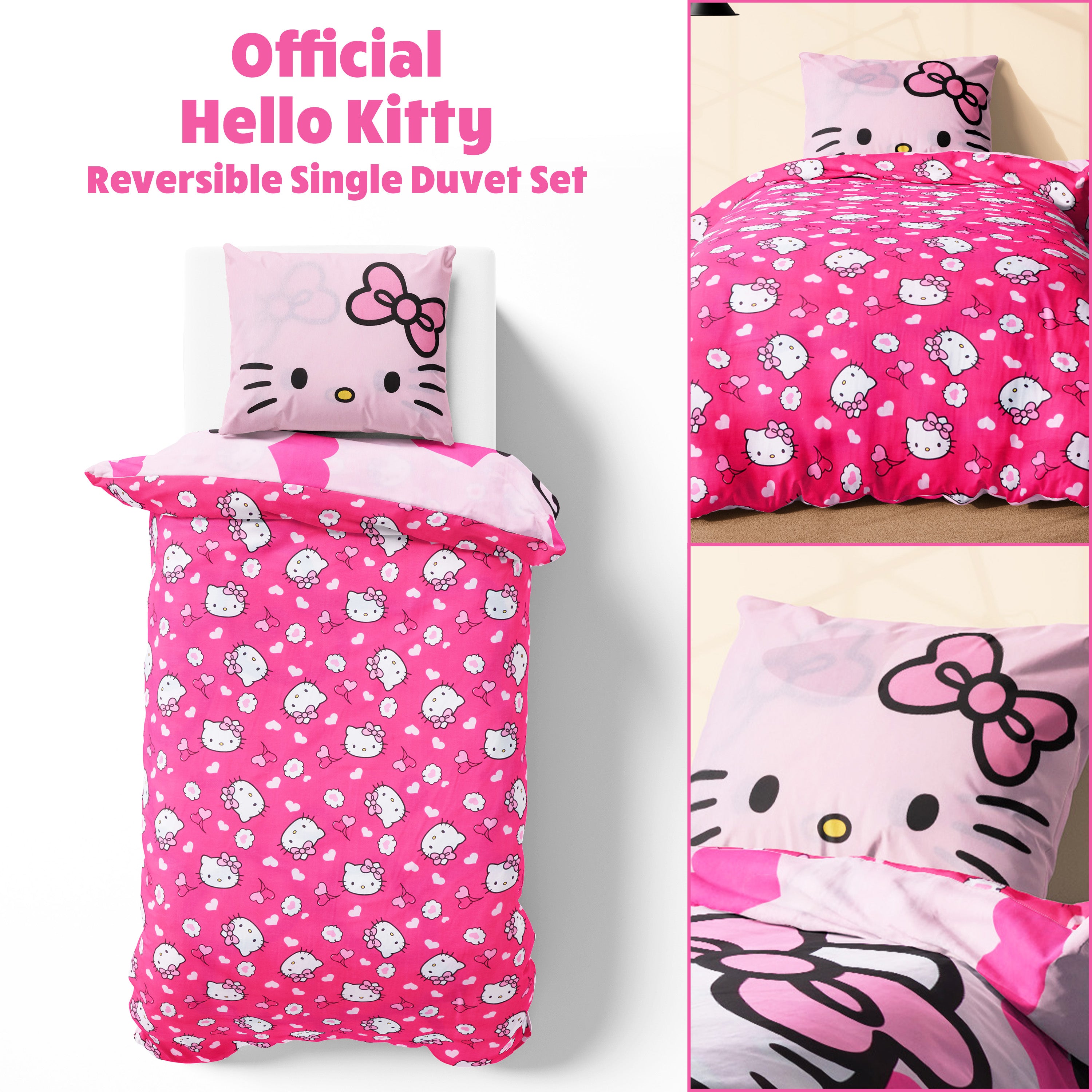 hello-kitty-parure-de-lit-1-personne-housse-couette-rose image 2