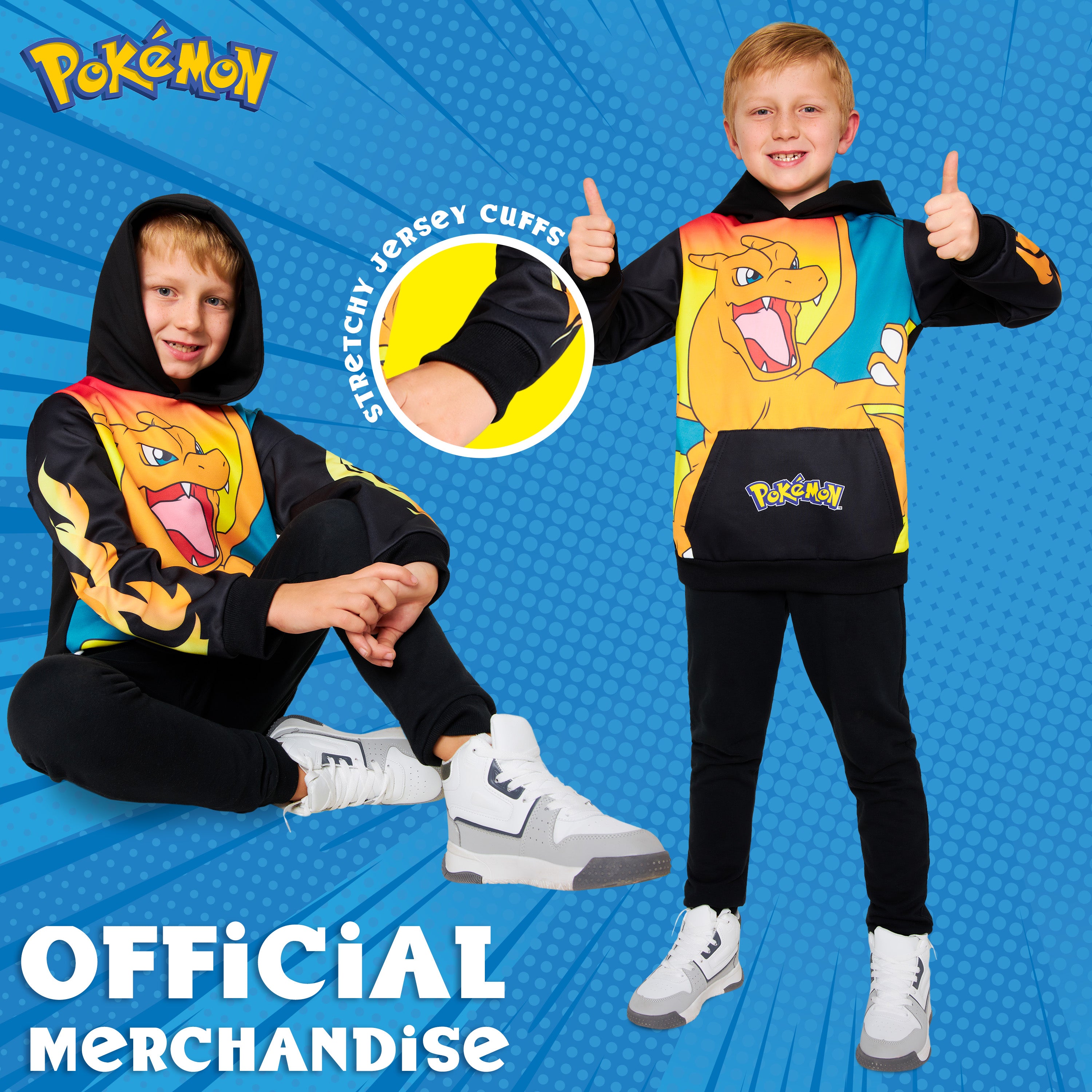 get-trend-pok-mon-sweat-capuche-enfant-dracaufeu-noir-orange image 5