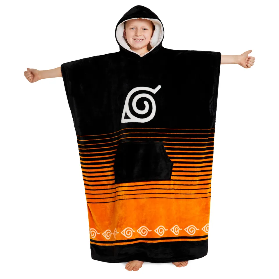naruto-sweat-plaid-polaire-gar-on-noir-orange-taille-unique image 1
