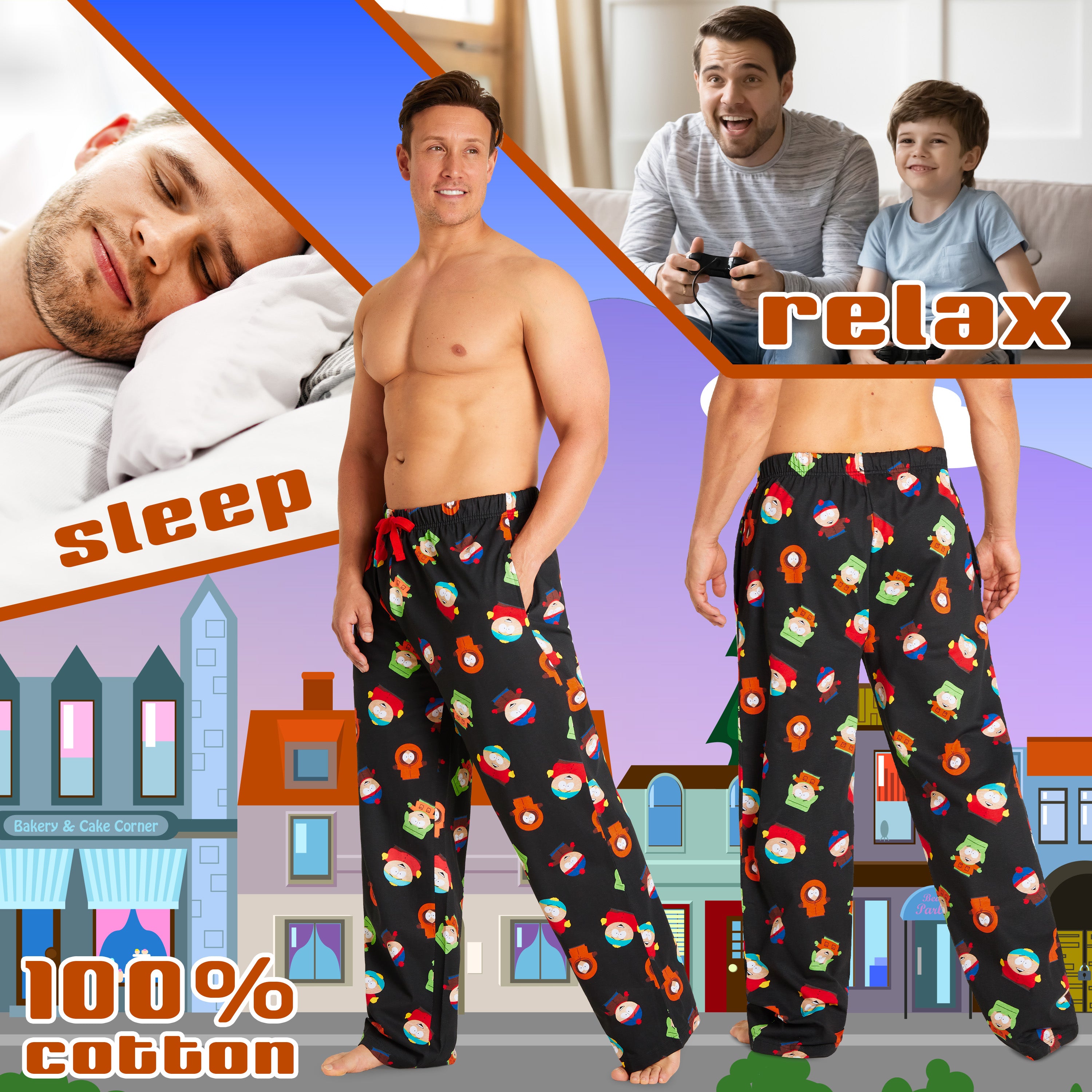 south-park-bas-de-pyjama-homme-coton-pantalon-lounge image 5