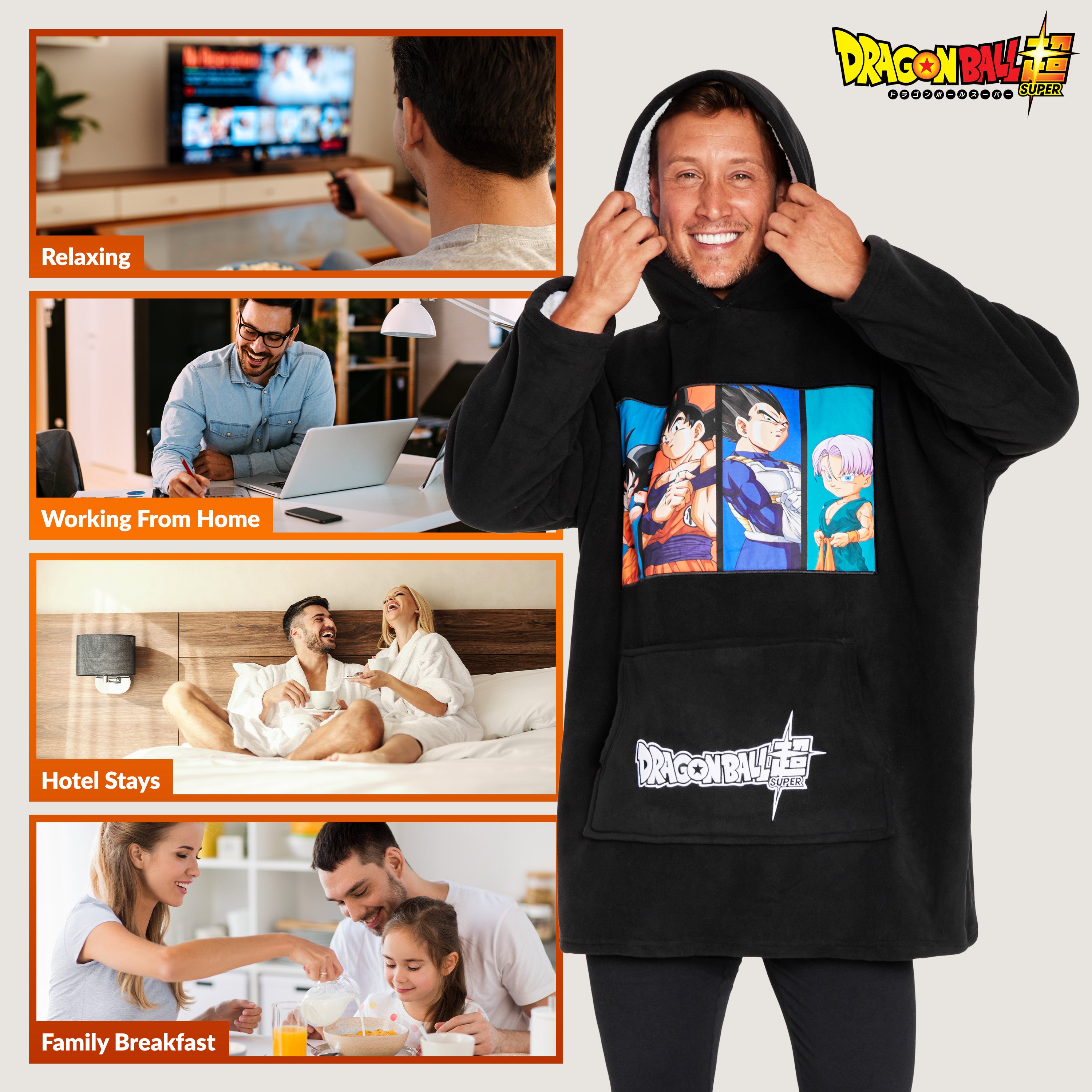 get-trend-dragon-ball-z-sweat-plaid-capuche-homme-noir image 4
