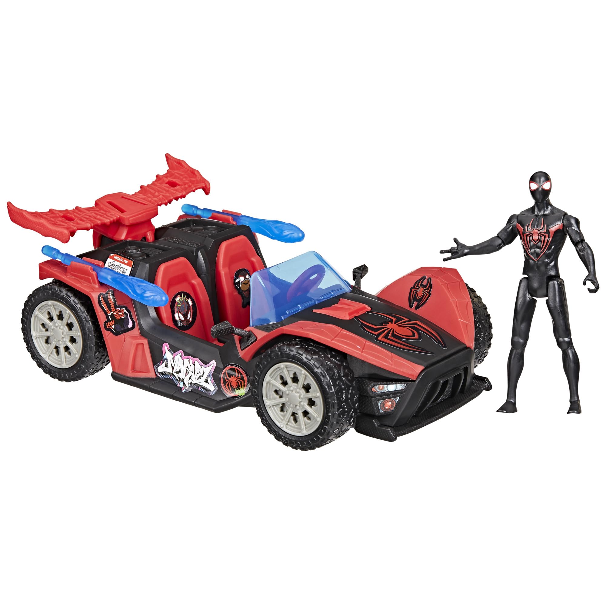 marvel-spider-man-miles-morales-bolide-de-course-remix-figurine-voiture image 1