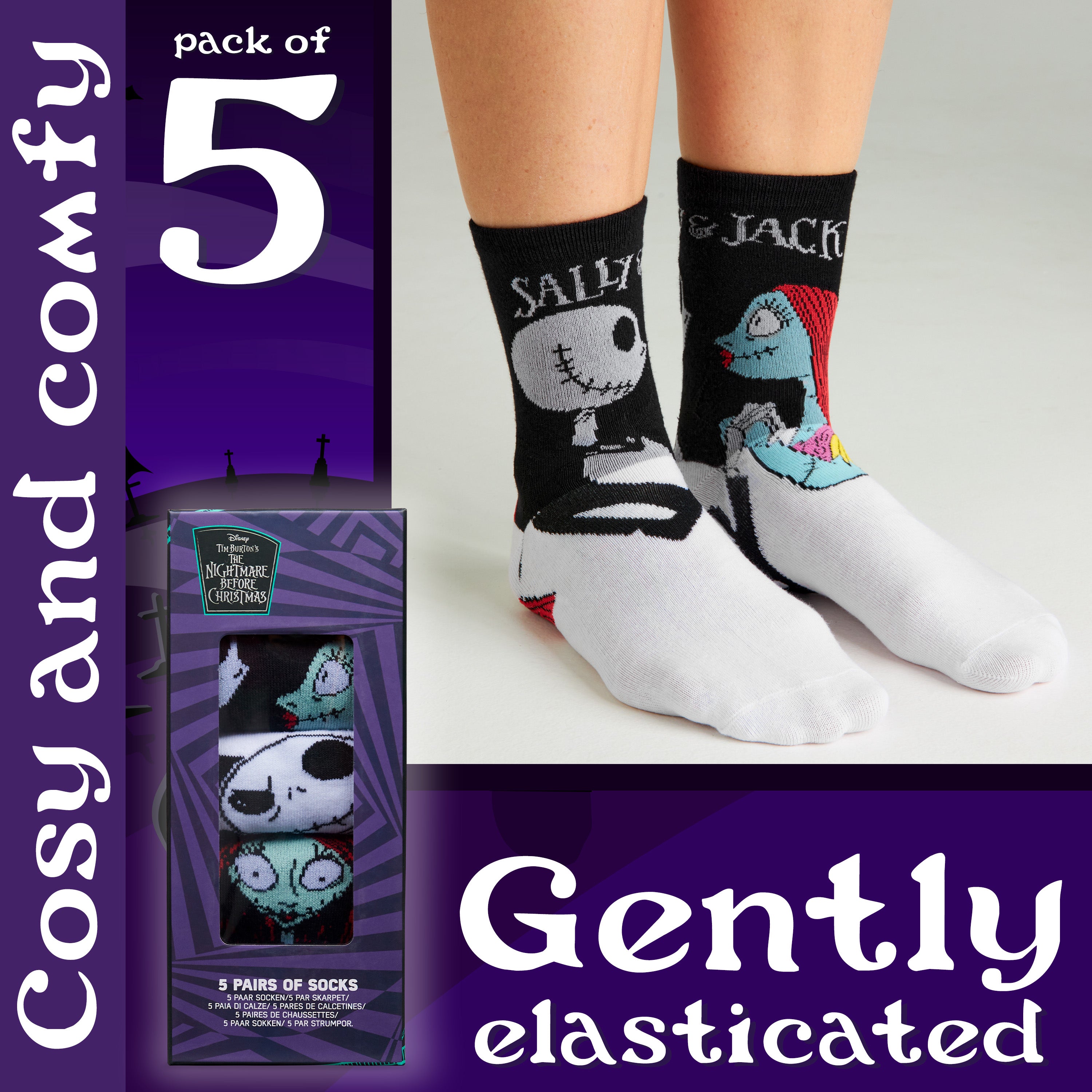 disney-chaussettes-fantaisie-femme-lot-5-coton-taille-unique image 4