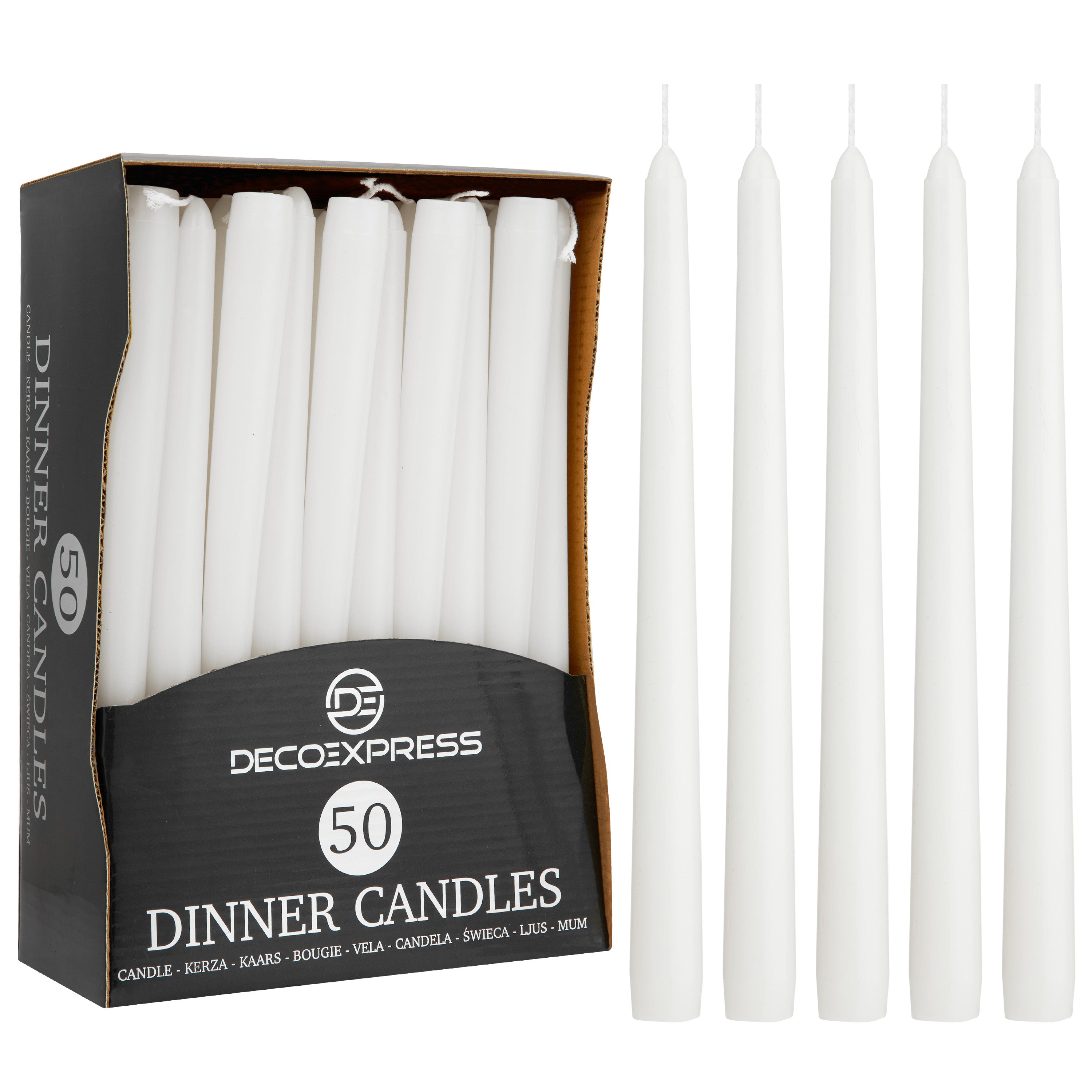 get-trend-deco-express-bougies-d-ner-blanches-lot-50 image 1