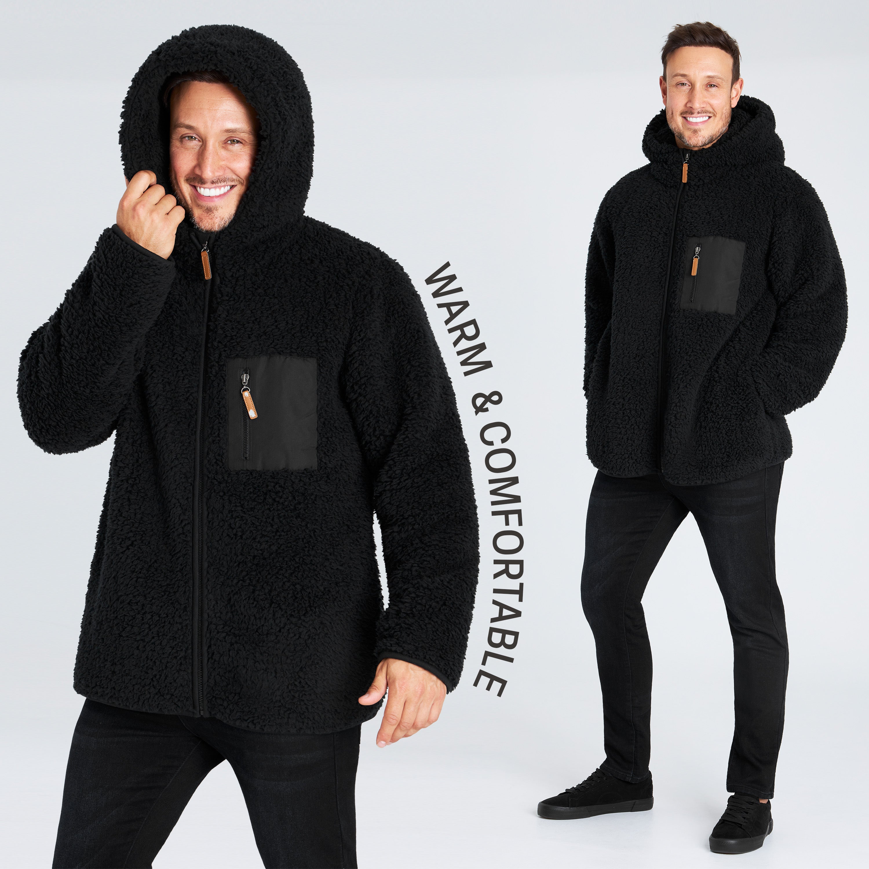 citycomfort-men-sweat-homme-zipp-polaire-teddy-noir-taille-l image 4