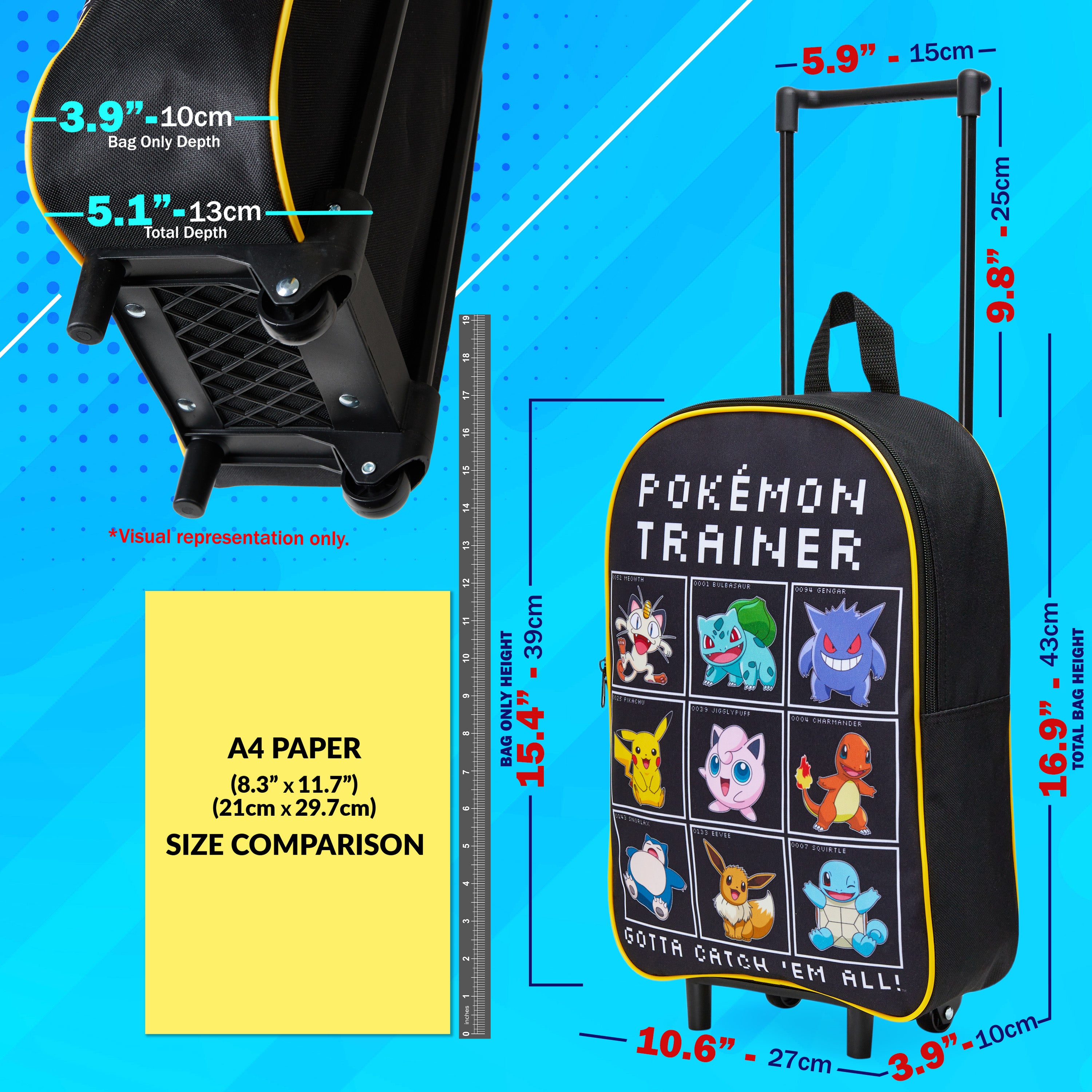 pokemon-valise-trolley-pliable-enfant-noir-39cm-10-5l image 2