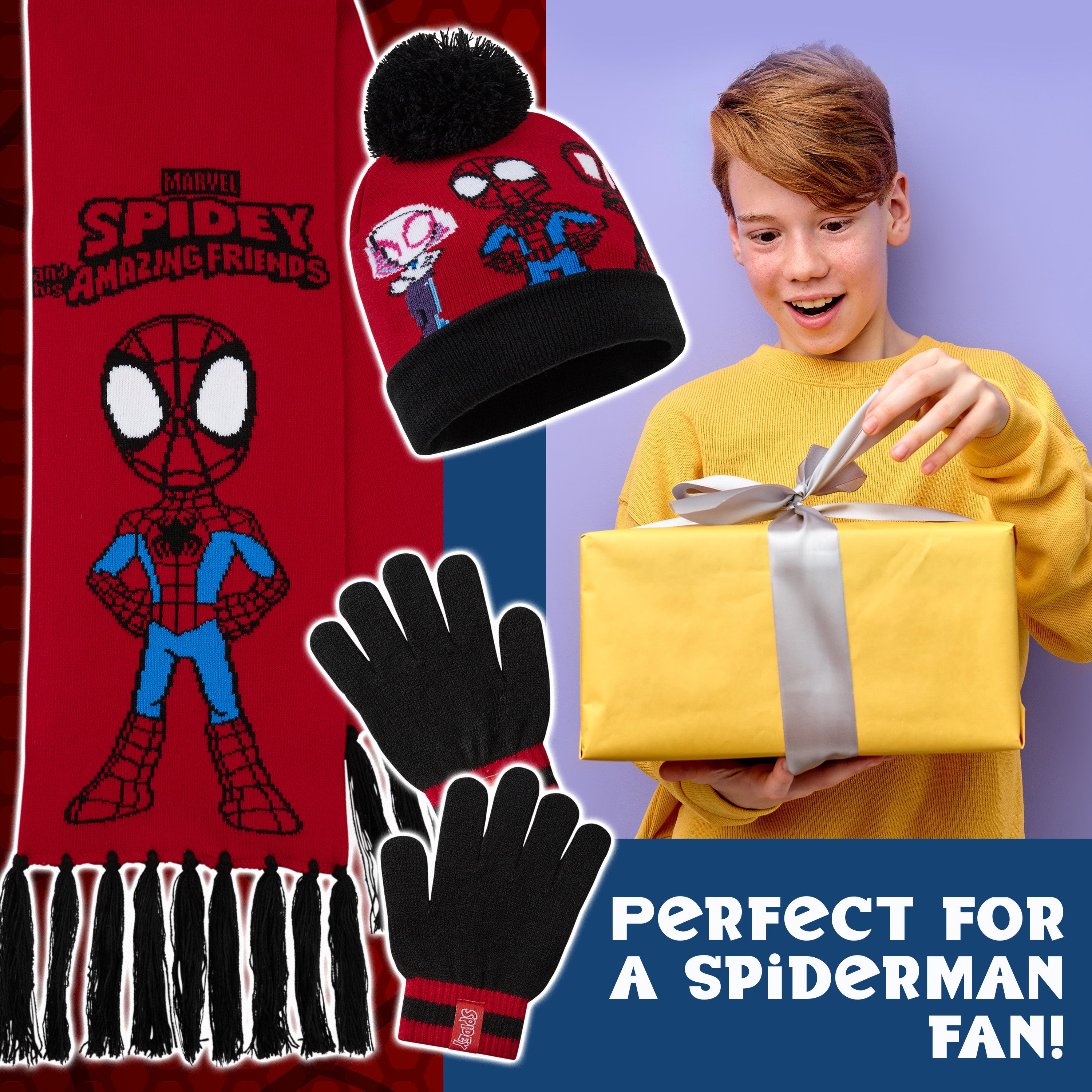 marvel-spiderman-ensemble-bonnet-gants-gar-on-hiver image 3