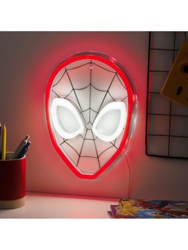 marvel-spiderman-applique-n-on-led-murale-masque-26-cm-rouge image 3