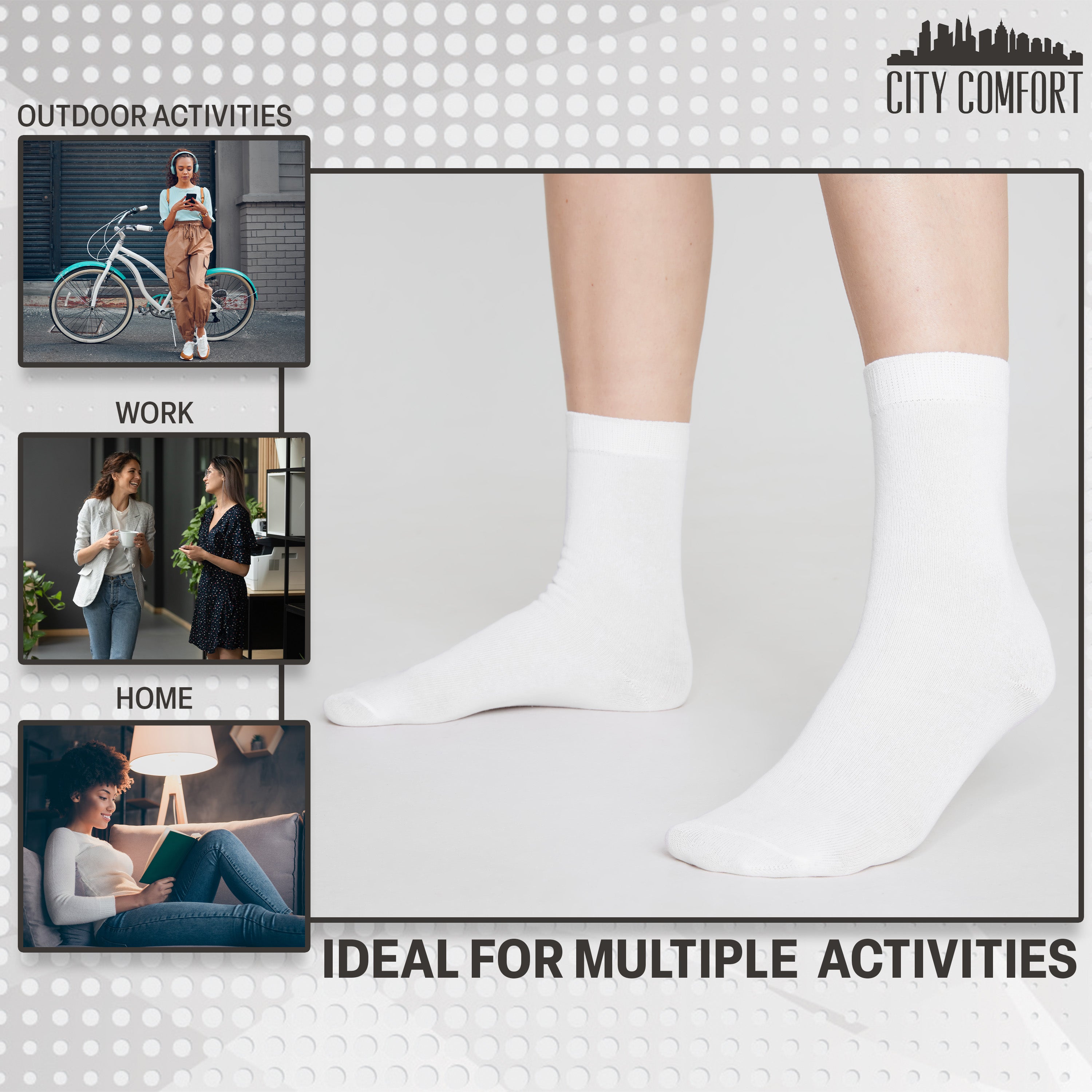 citycomfort-chaussettes-femme-coton-mi-mollet-lot-12 image 5