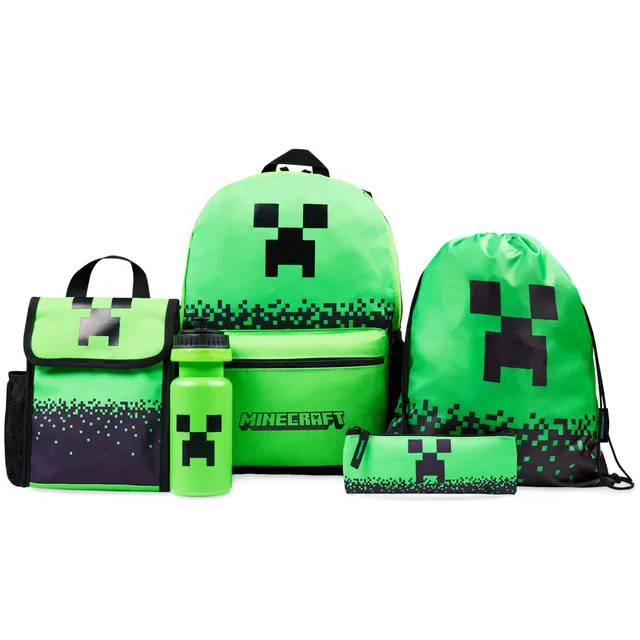 minecraft-set-5-pi-ces-sac-dos-cole-vert image 1