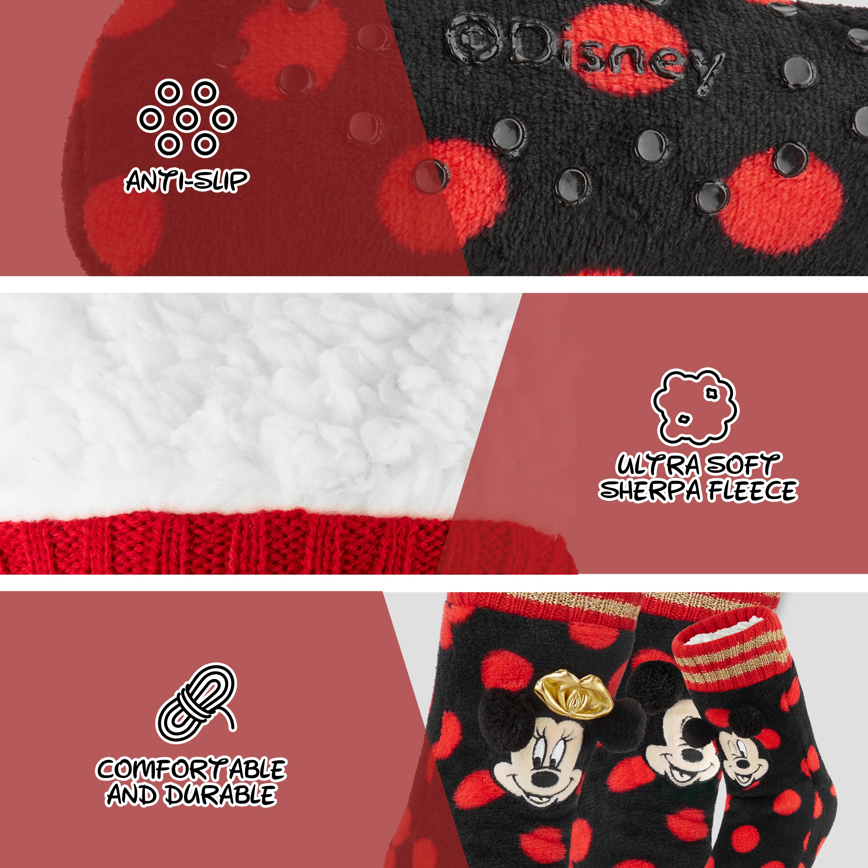 disney-minnie-chaussettes-chaussons-femme-polaire-antid-rapante image 3