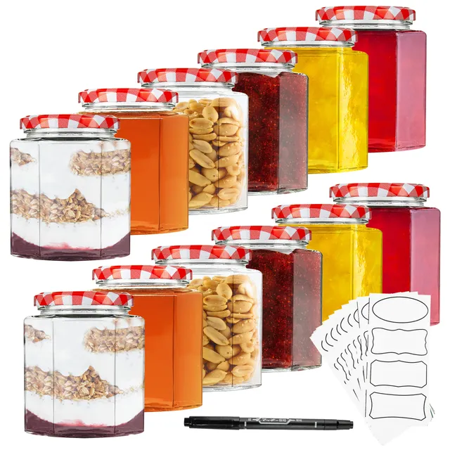 deco-express-bocaux-en-verre-confiture-rouge-12-x-500-ml-herm-tiques image 1