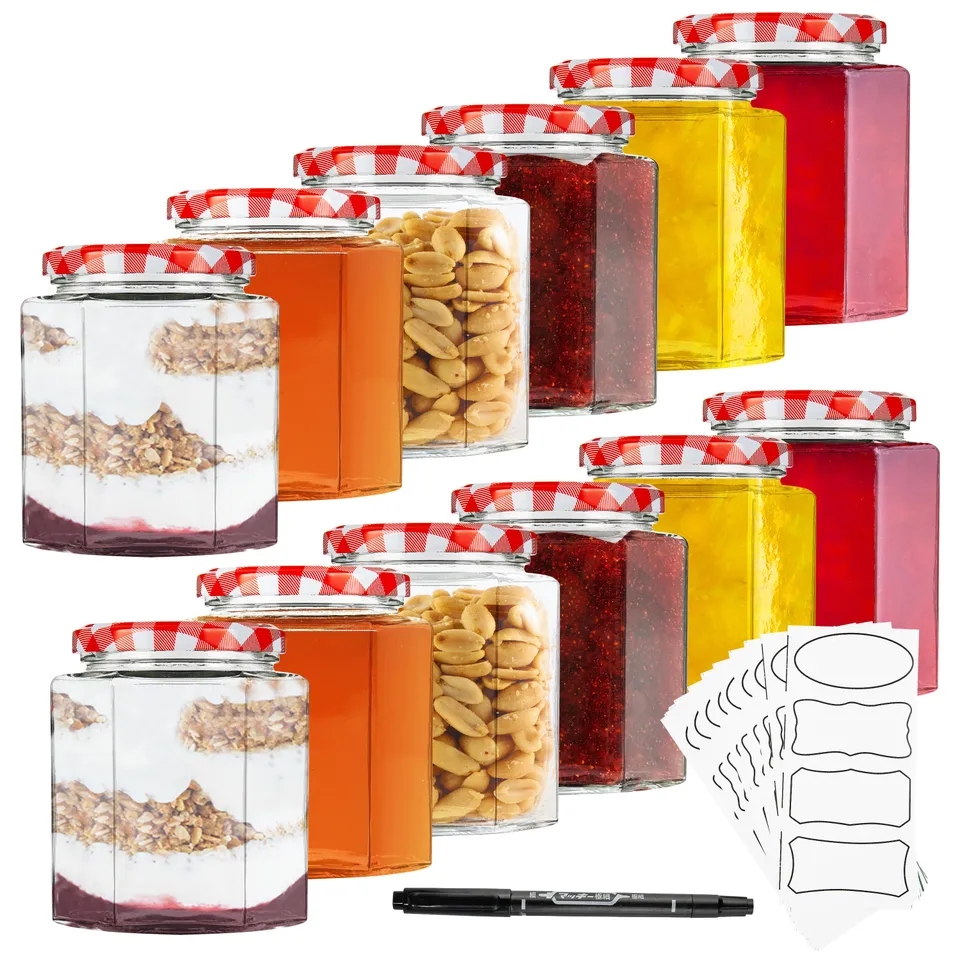 deco-express-bocaux-en-verre-confiture-rouge-12-x-500-ml-herm-tiques image 1