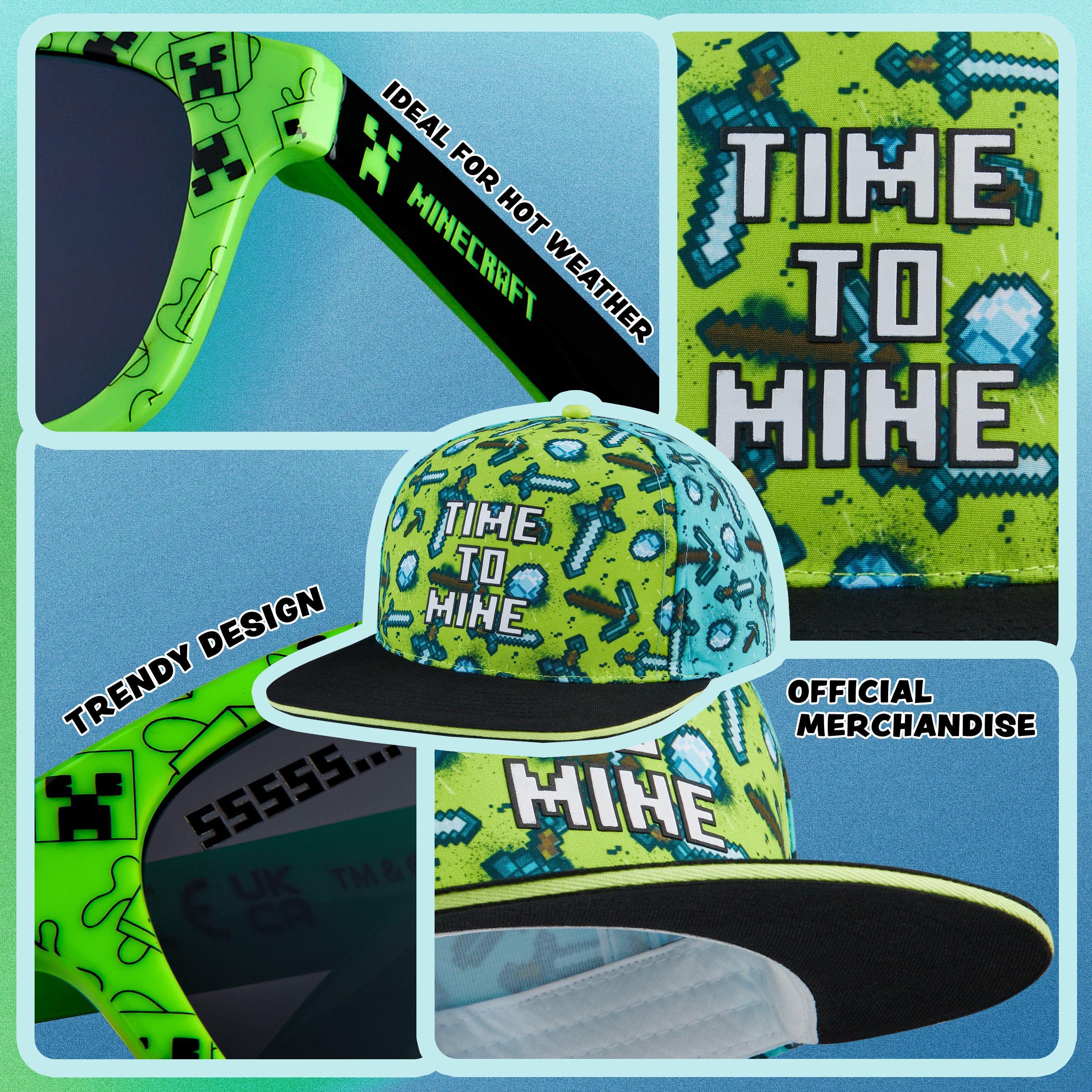 minecraft-set-casquette-r-glable-lunettes-uv-enfant image 4