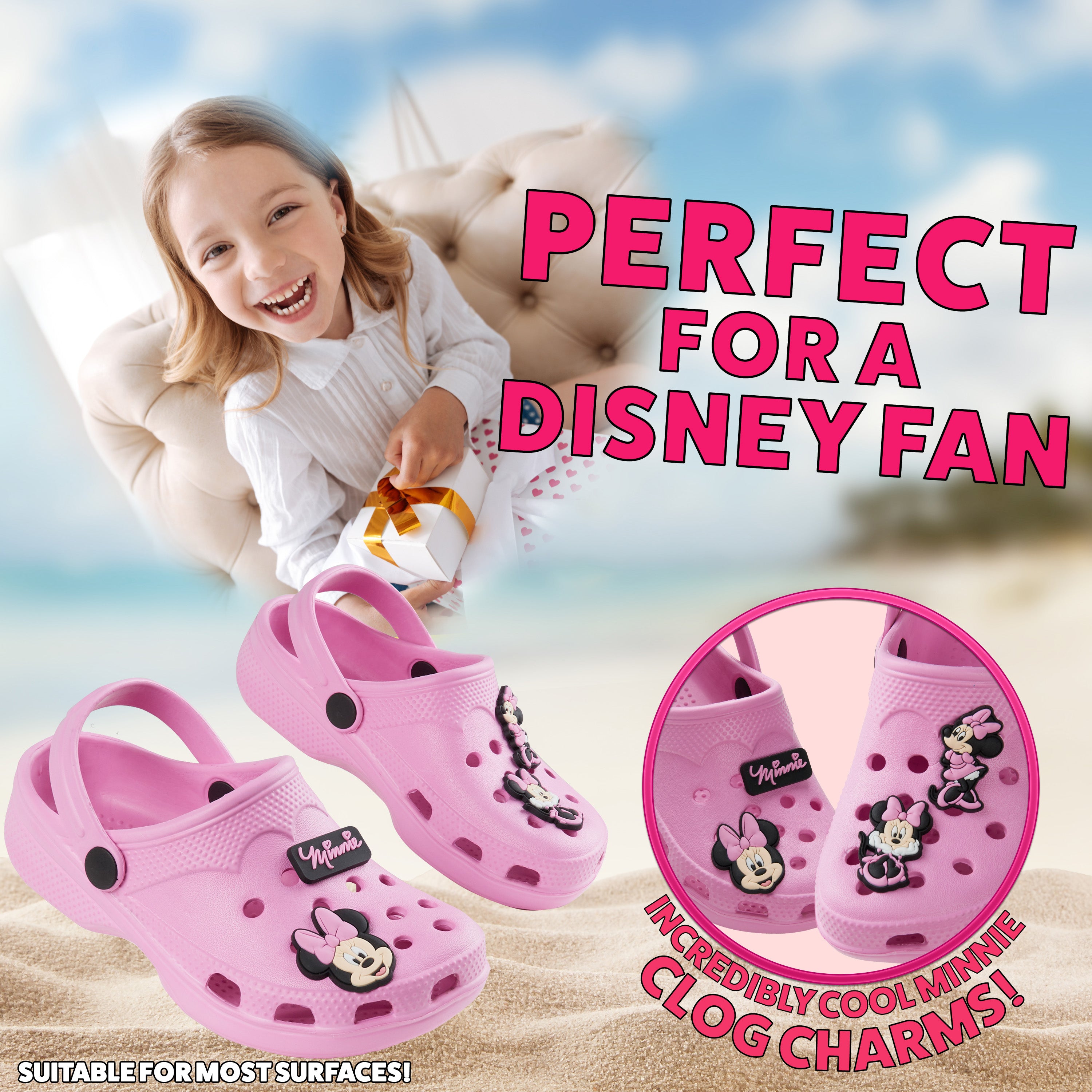 disney-sabots-fille-minnie-rose-charms-amovibles-plage image 3