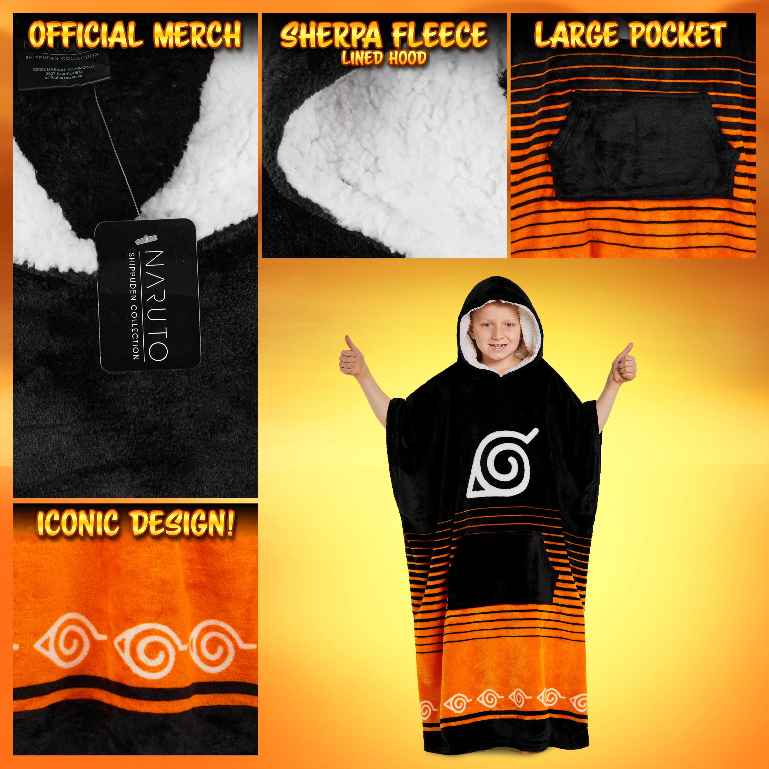 naruto-sweat-plaid-polaire-gar-on-noir-orange-taille-unique image 4