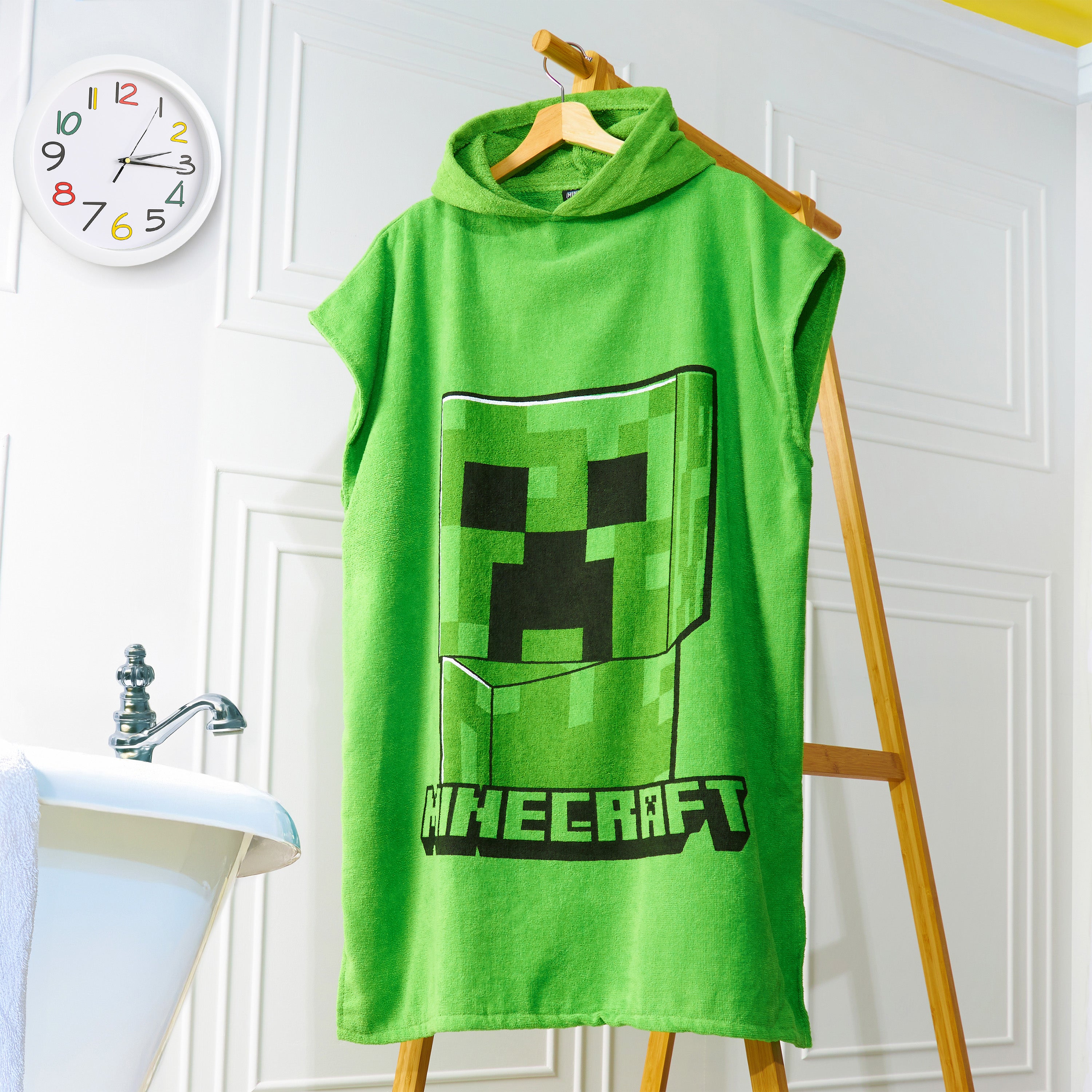 minecraft-poncho-serviette-capuche-enfant-vert-10-13-ans image 5