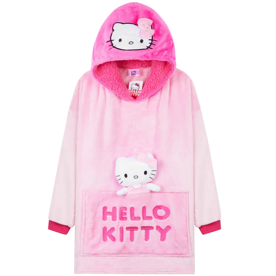 hello-kitty-sweat-plaid-polaire-fille-oversize-avec-peluche-sherpa image 1