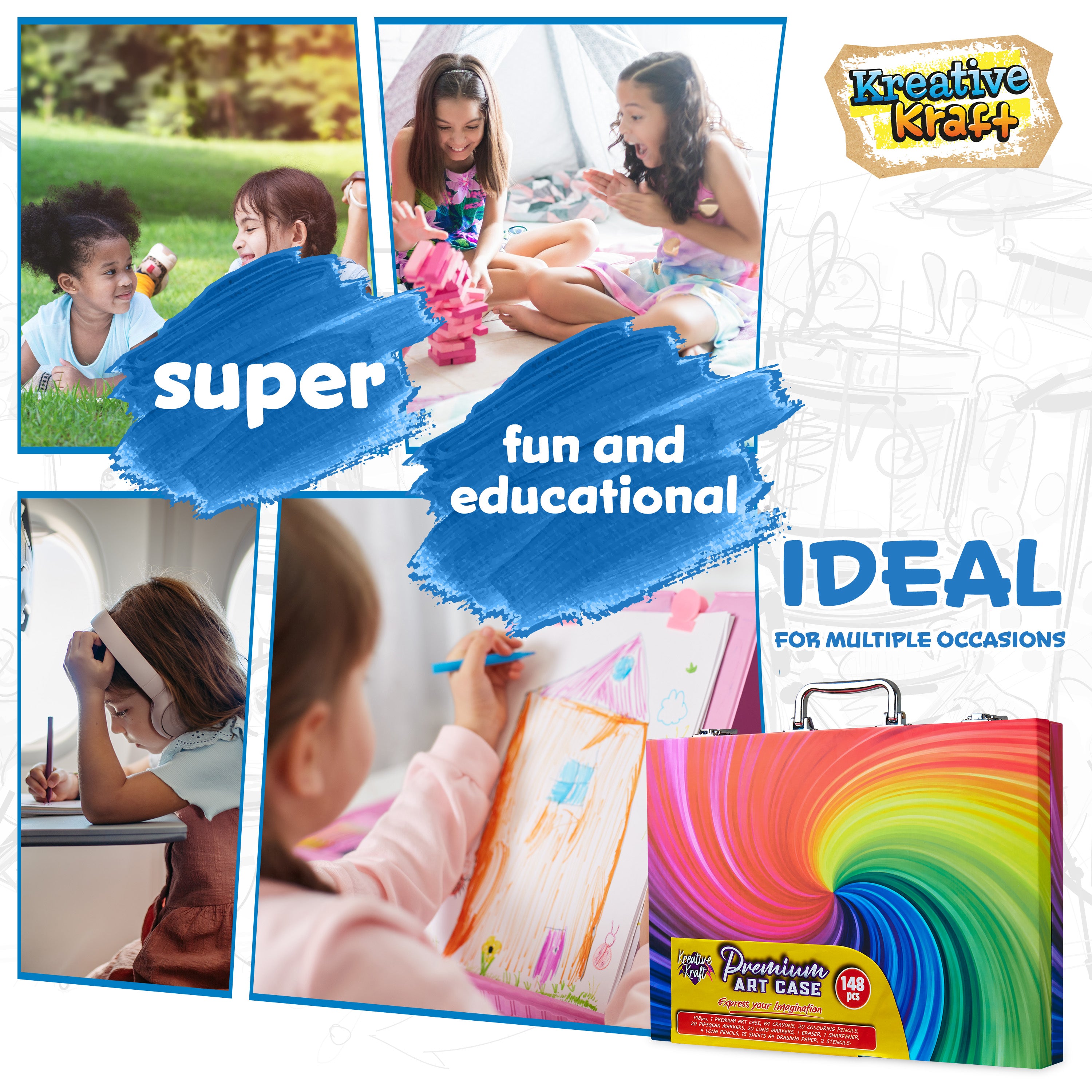 kreativekraft-coffret-dessin-148-pi-ces-mallette-enfant image 5