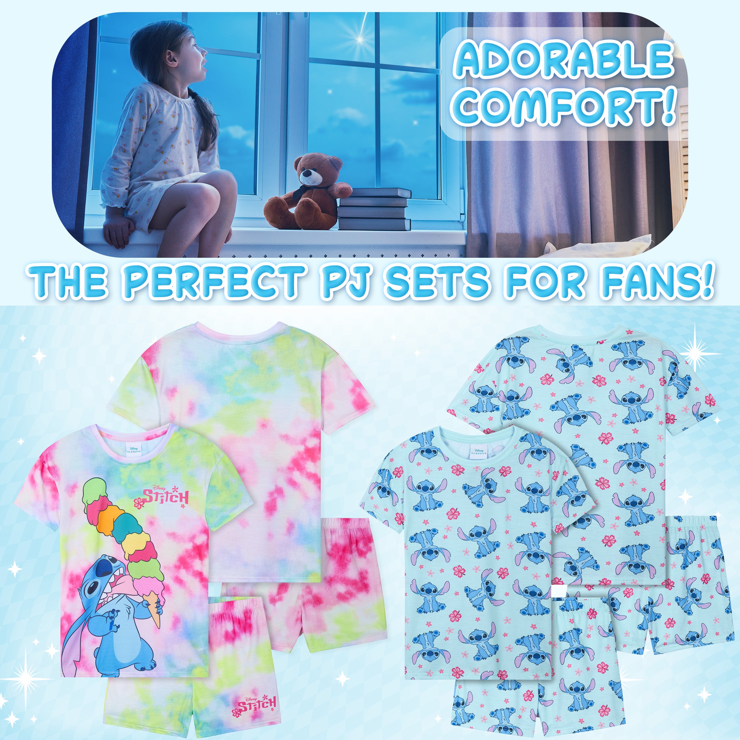 disney-stitch-pyjama-fille-short-9-10-ans-lot-de-2 image 3