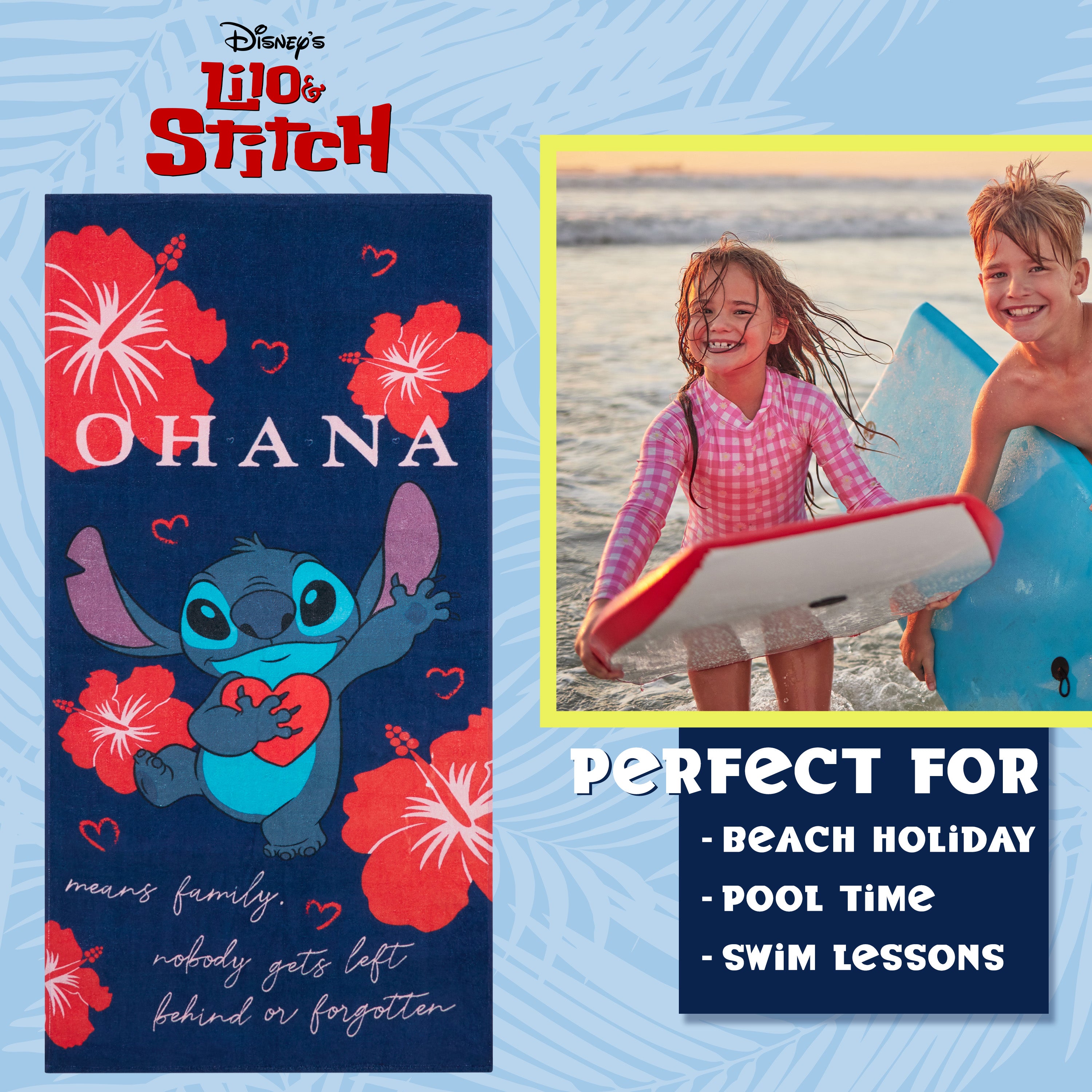 disney-stitch-serviette-de-plage-enfant-140x70-cm-bleu-rouge-coton image 3