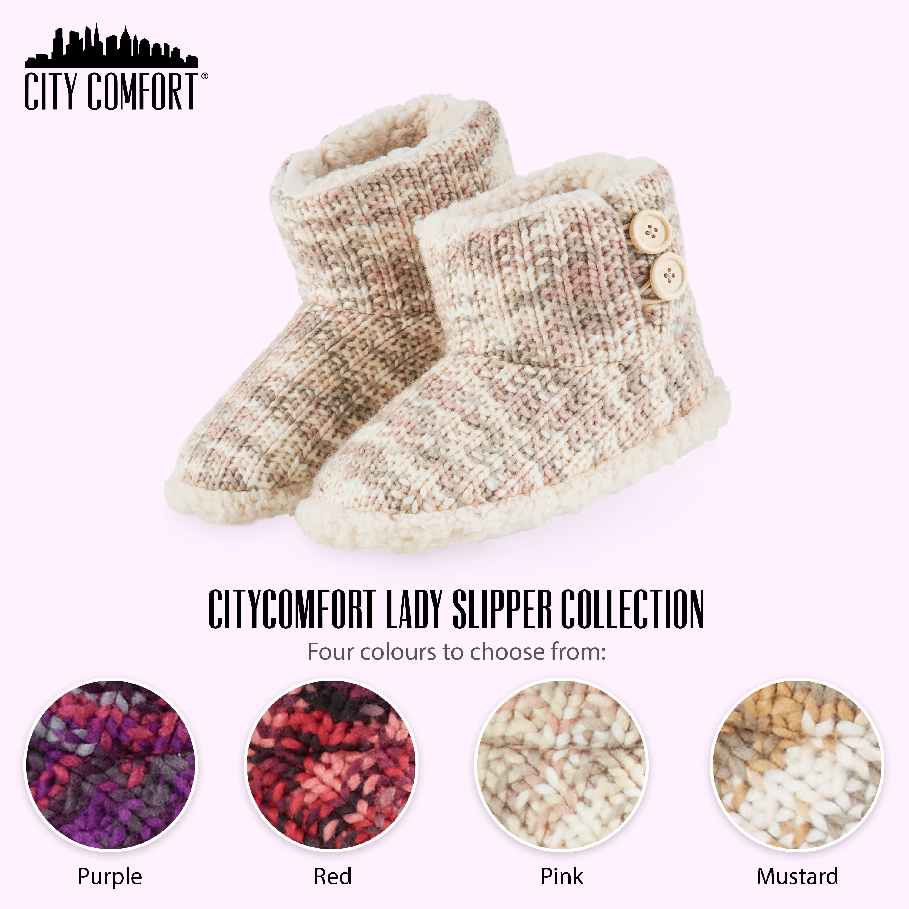 citycomfort-pantoufles-bottines-femme-tricot-fourrure image 7