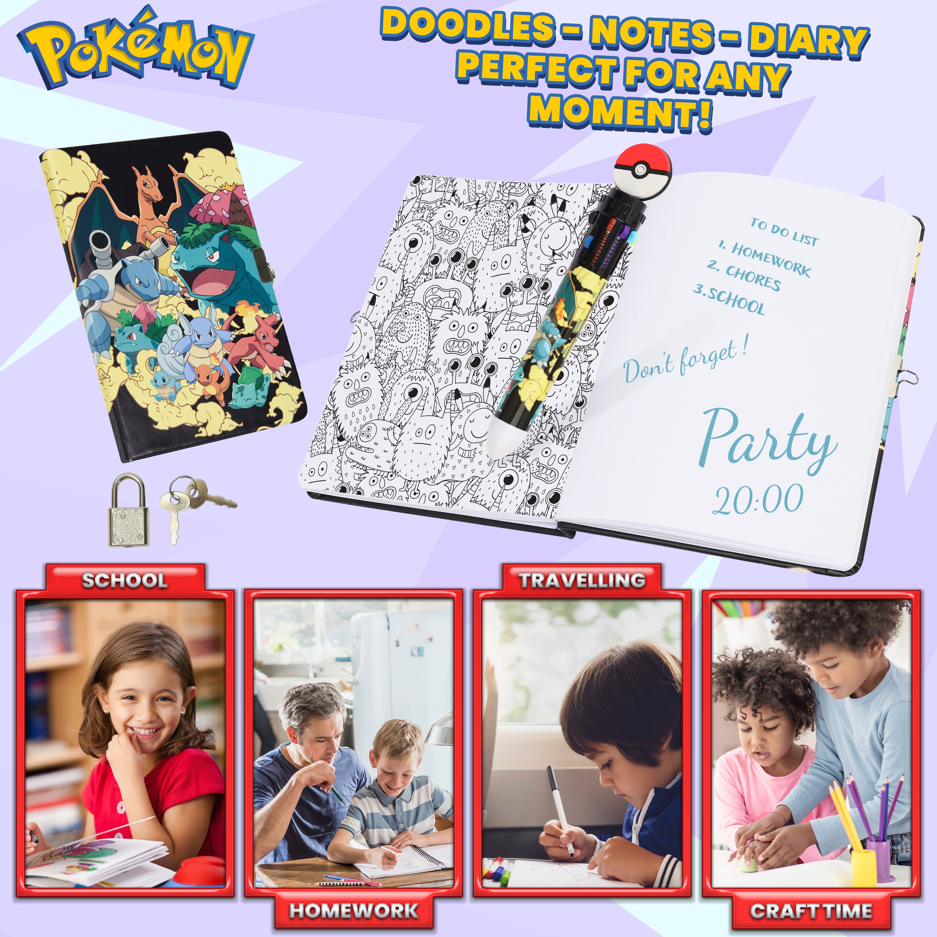 pok-mon-carnet-et-stylo-papeterie-enfant-pikachu-journal image 4