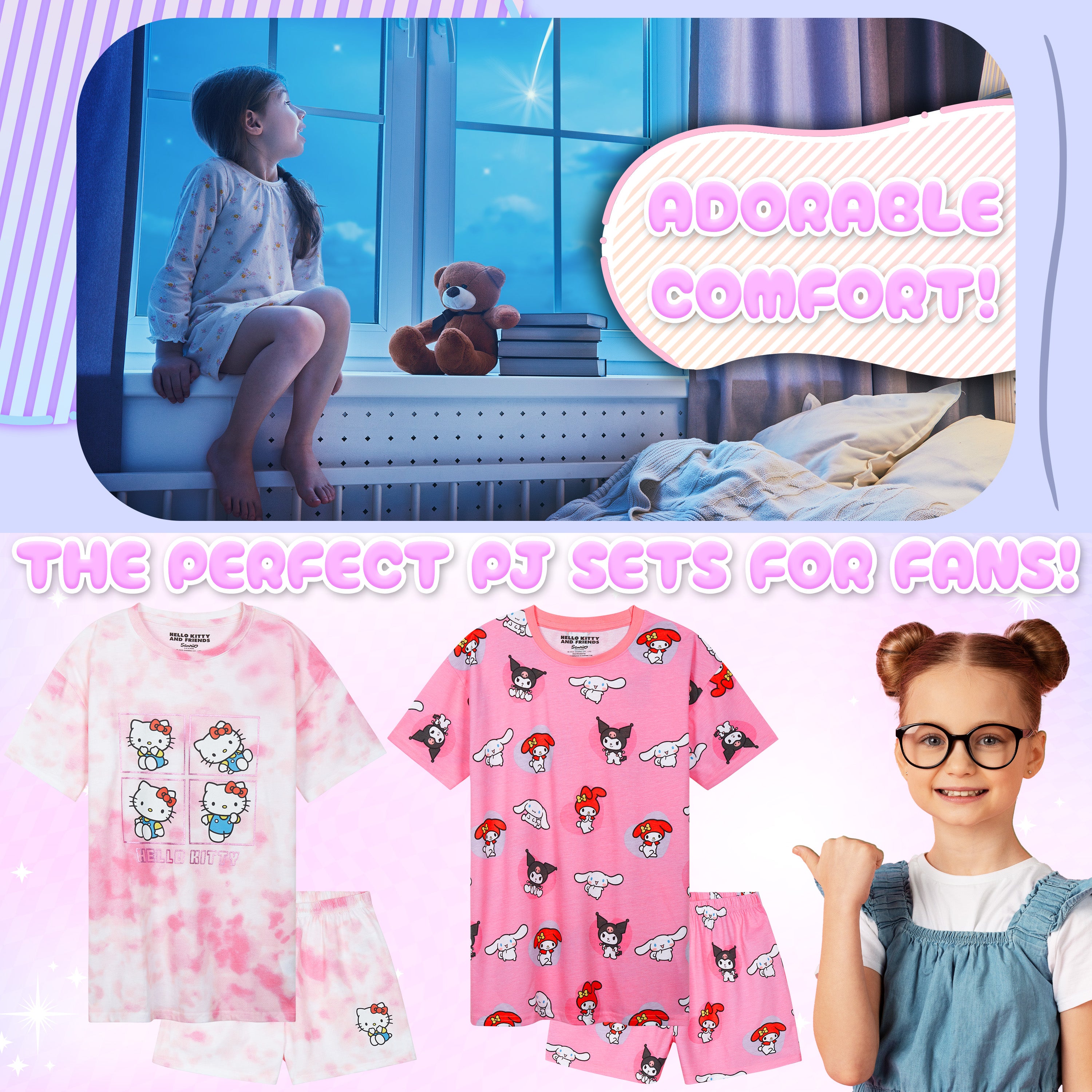 hello-kitty-pyjama-short-fille-lot-2-tee-shirt-et-short-coton image 3