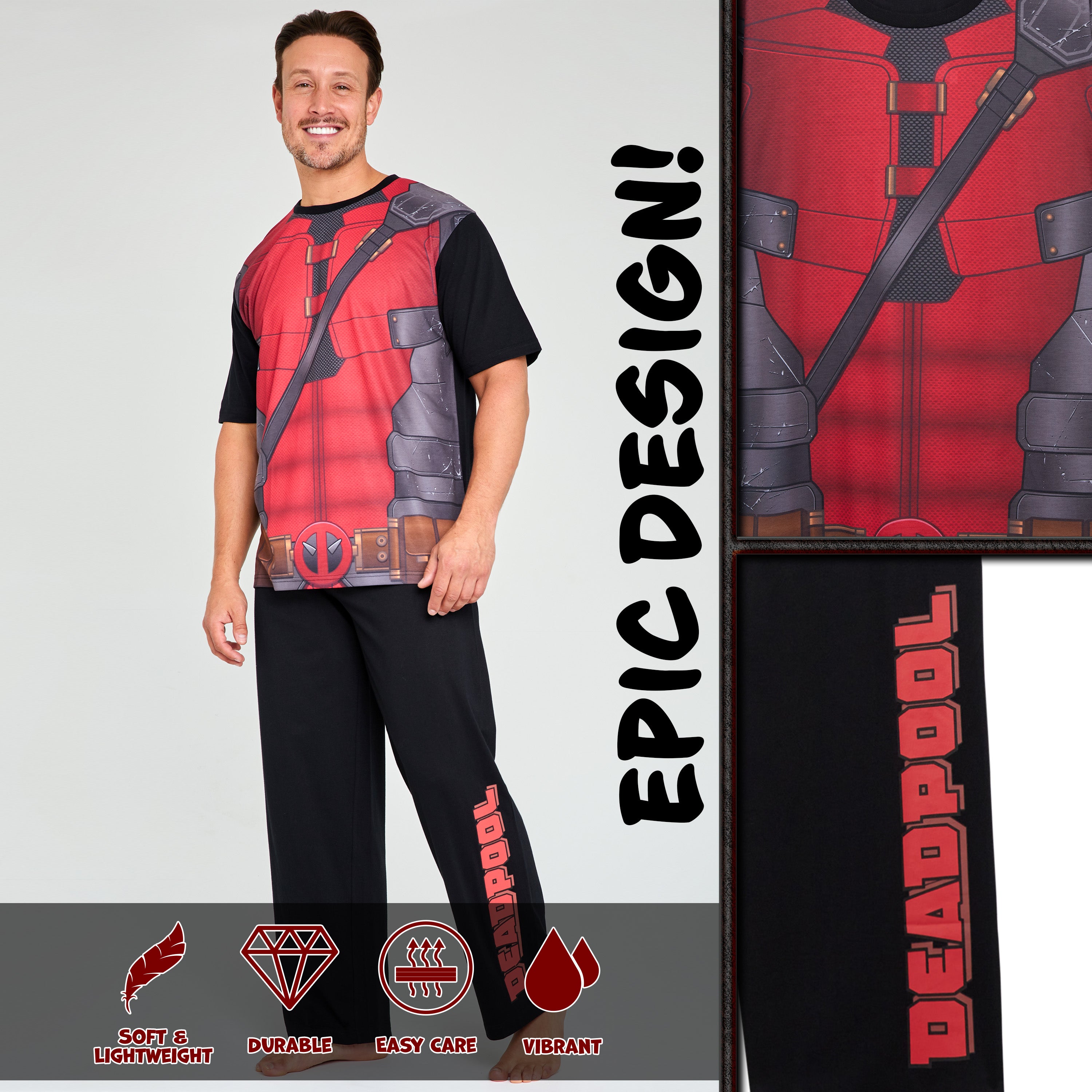 marvel-deadpool-wolverine-pyjama-homme-2-pi-ces-t-shirt-pantalon image 3