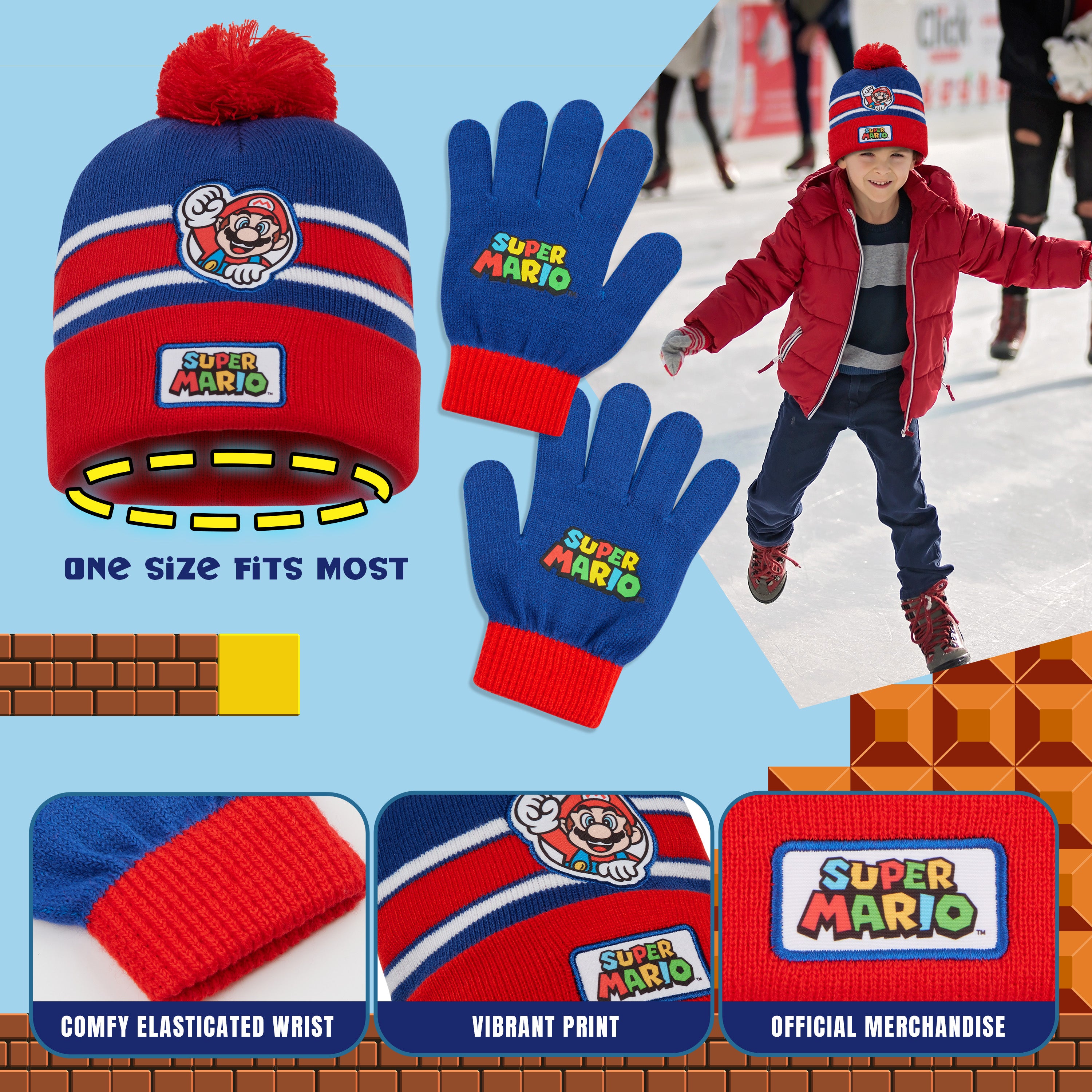 super-mario-boys-set-bonnet-gants-hiver-4-12-ans image 5