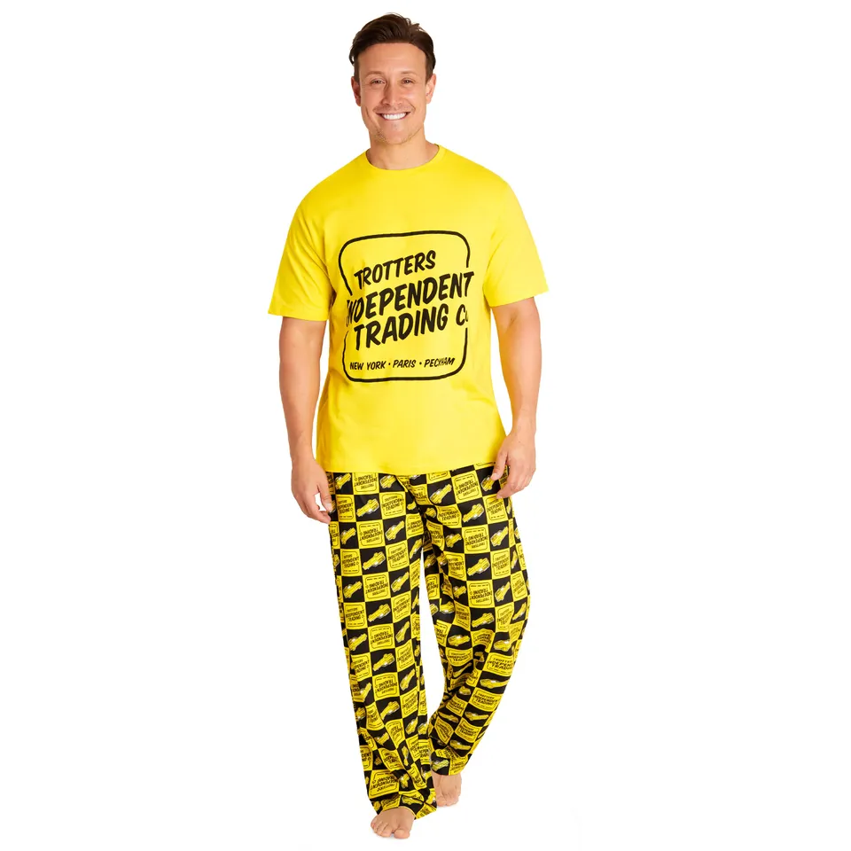 only-fools-and-horses-pyjama-homme-coton-jaune-manches-courtes image 1