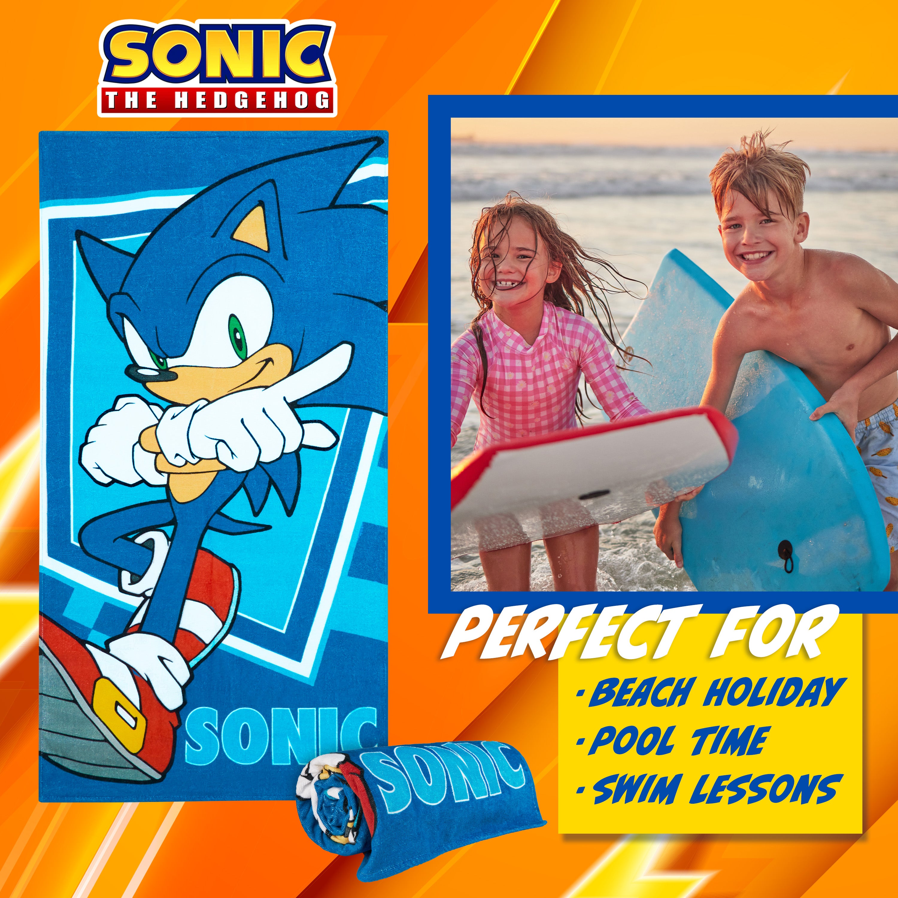 sonic-the-hedgehog-serviette-de-plage-enfant-70x140-coton image 3