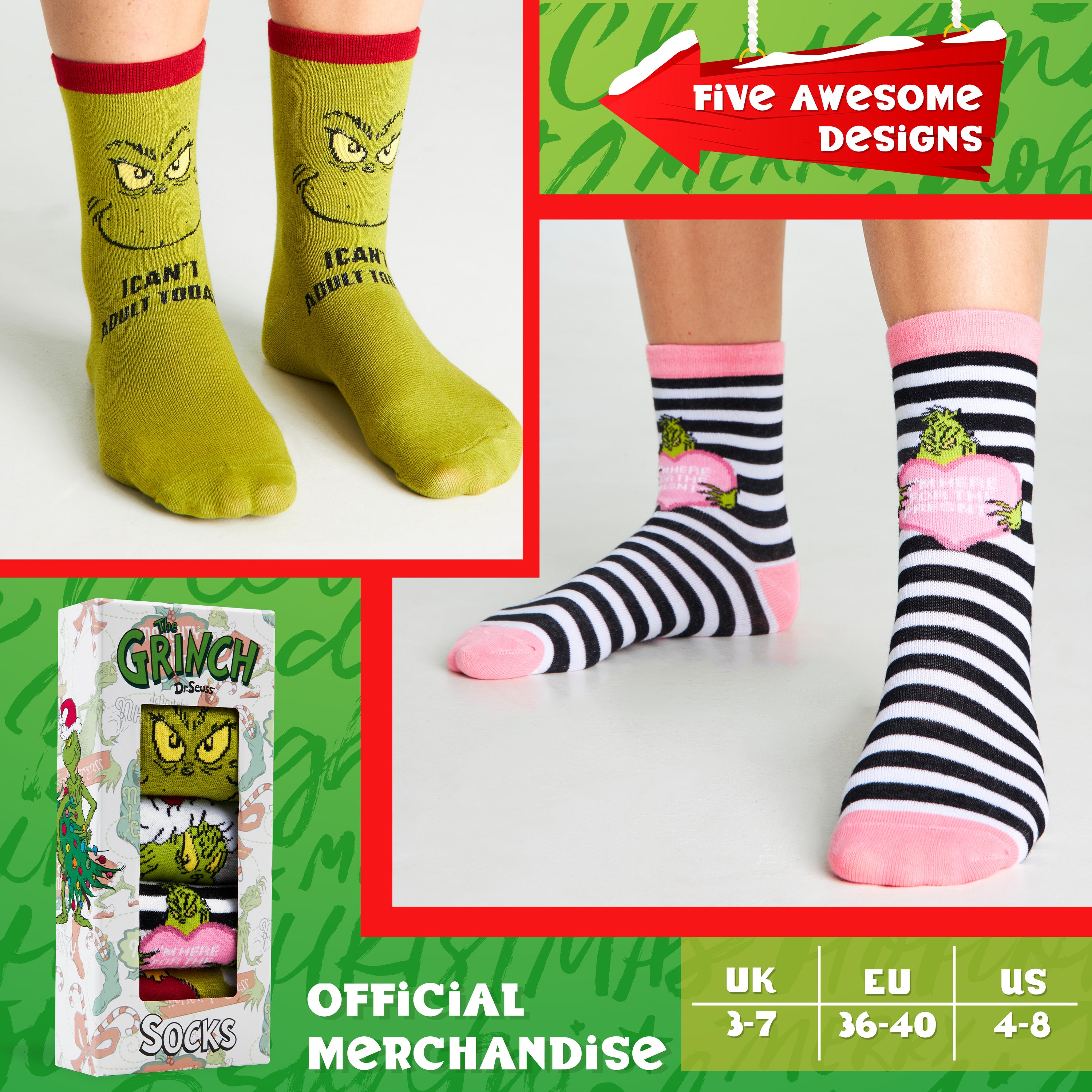 grinch-chaussettes-femme-mi-mollet-coton-lot-5-no-l image 6